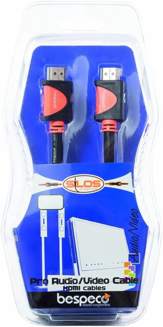 کابل HDMI پرسرعت Bespeco SLHH300، طول 3 متر، آماده برای 4K، روکش PVC/سیلیکون 6 میلیمتری، مس OFC، اتصالات مهر و موم شده با رزین | SLHH300 - تصویر 2 کابل HDMI پرسرعت Bespeco SLHH300، طول 3 متر، آماده برای 4K، روکش PVC/سیلیکون 6 میلیمتری، مس OFC، اتصالات مهر و موم شده با رزین | SLHH300 - تصویر 2