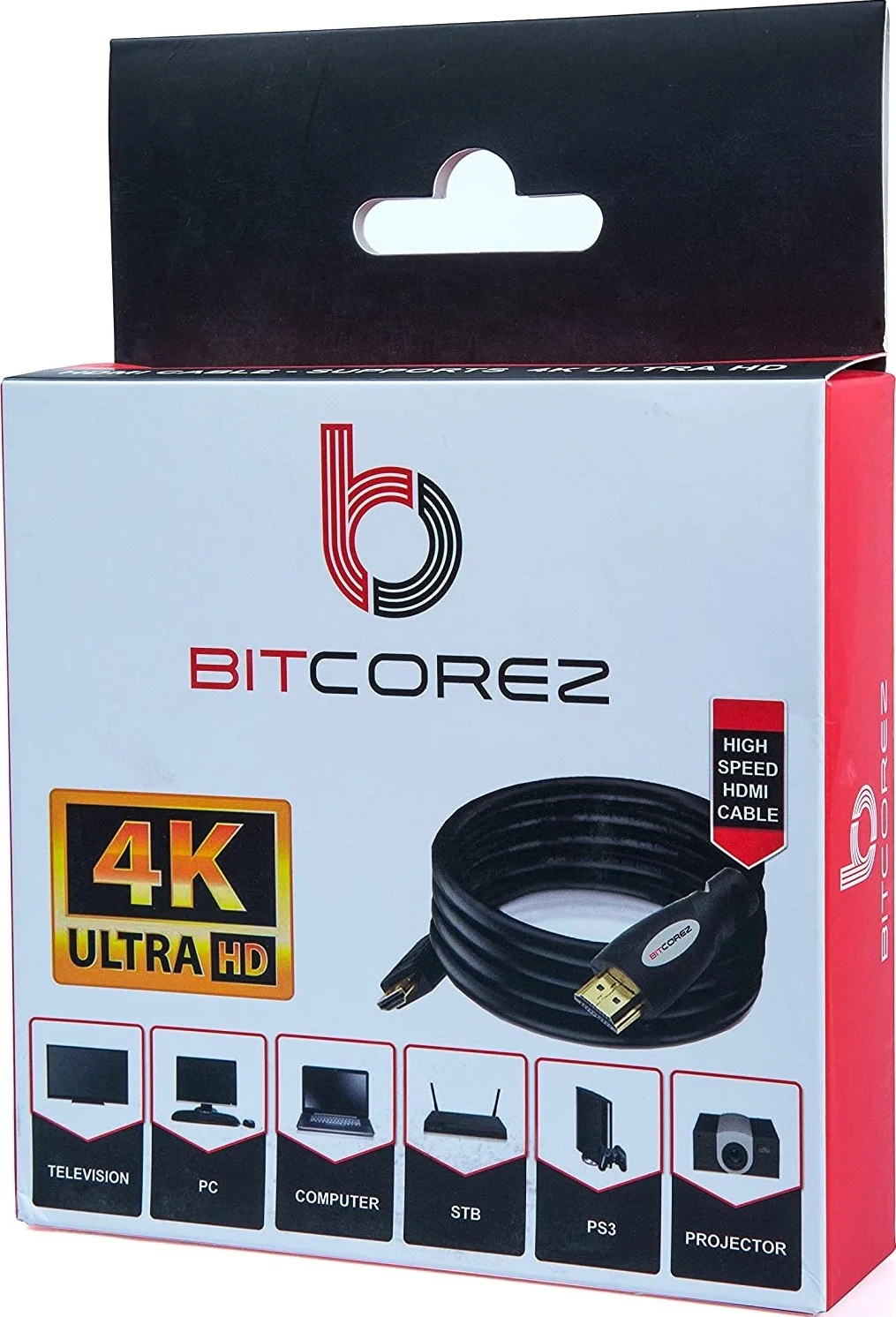 کابل مسی HDMI بیت‌کُرز ۳ متری، پشتیبانی از 3D و 4K (روکش طلا) 30AWG 60 هرتز روکش PVC - مشکی | AHDMIP3BK