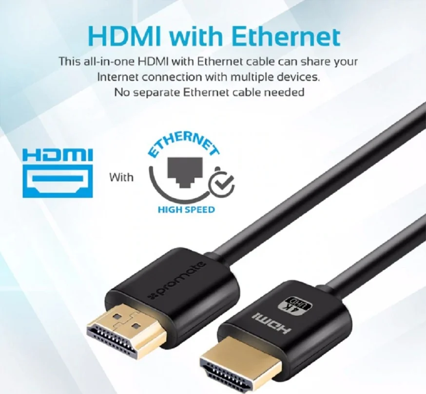 کابل صوتی و تصویری HDMI 2.0 همه کاره 4K پرومیت، با اترنت، طول 1.5 متر، 18 گیگابیت در ثانیه، کانکتور با روکش طلای 24 عیار، مشکی | ProLink4K2-150 - تصویر 3