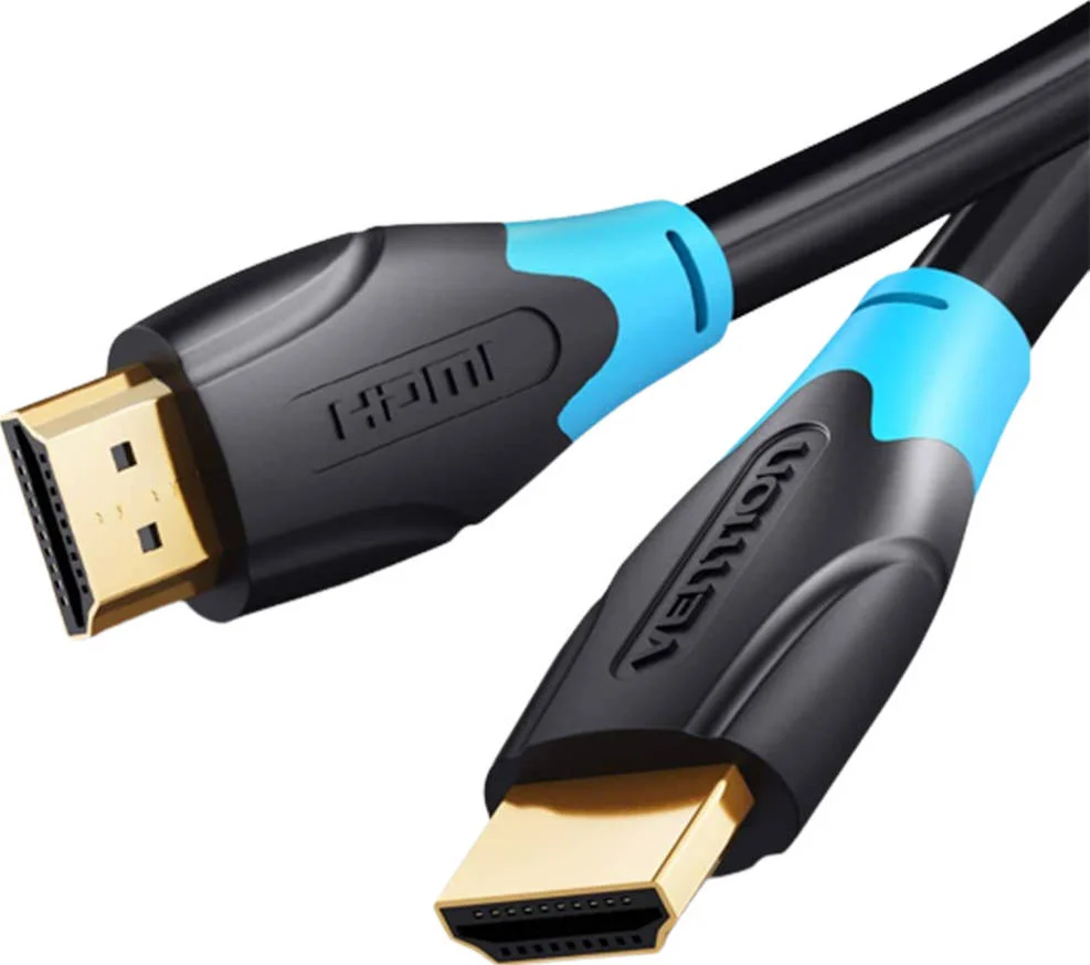 کابل HDMI گرد 4K ونشن، کیفیت بالا 1080P، با پشتیبانی از اترنت و 3D، طول 2 متر، روکش طلا، مشکی | AACBH