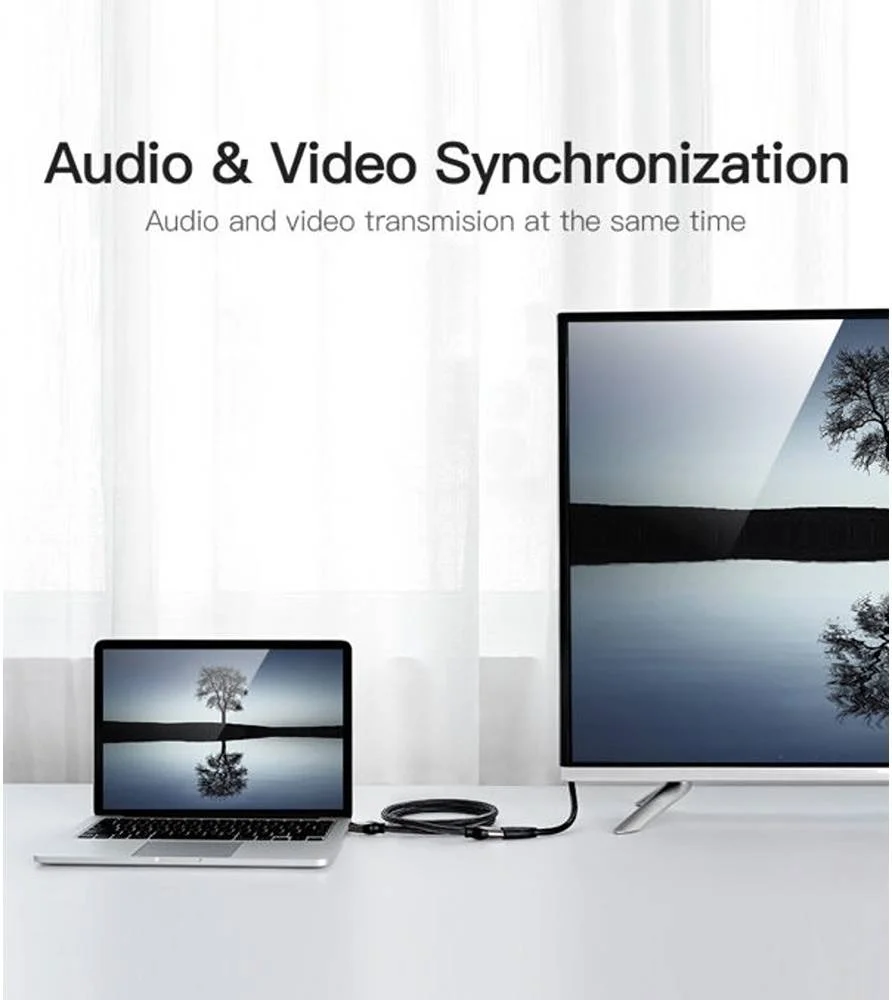 کابل افزایش طول HDMI ونشن، تصویر HD 4K با کیفیت بالا، انتقال پرسرعت 18 گیگابیت بر ثانیه، قوی و انعطاف پذیر، سازگاری گسترده، 2 متر، مشکی | VAA-B06-B200