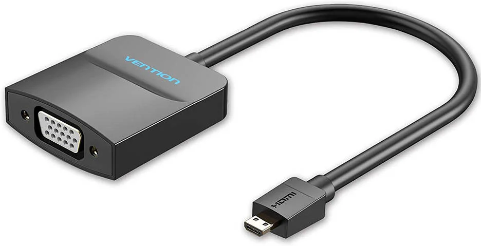 تبدیل میکرو HDMI به VGA ونشن، با پورت مادگی میکرو USB و صدا، 0.15 متر، مشکی | AGBBB