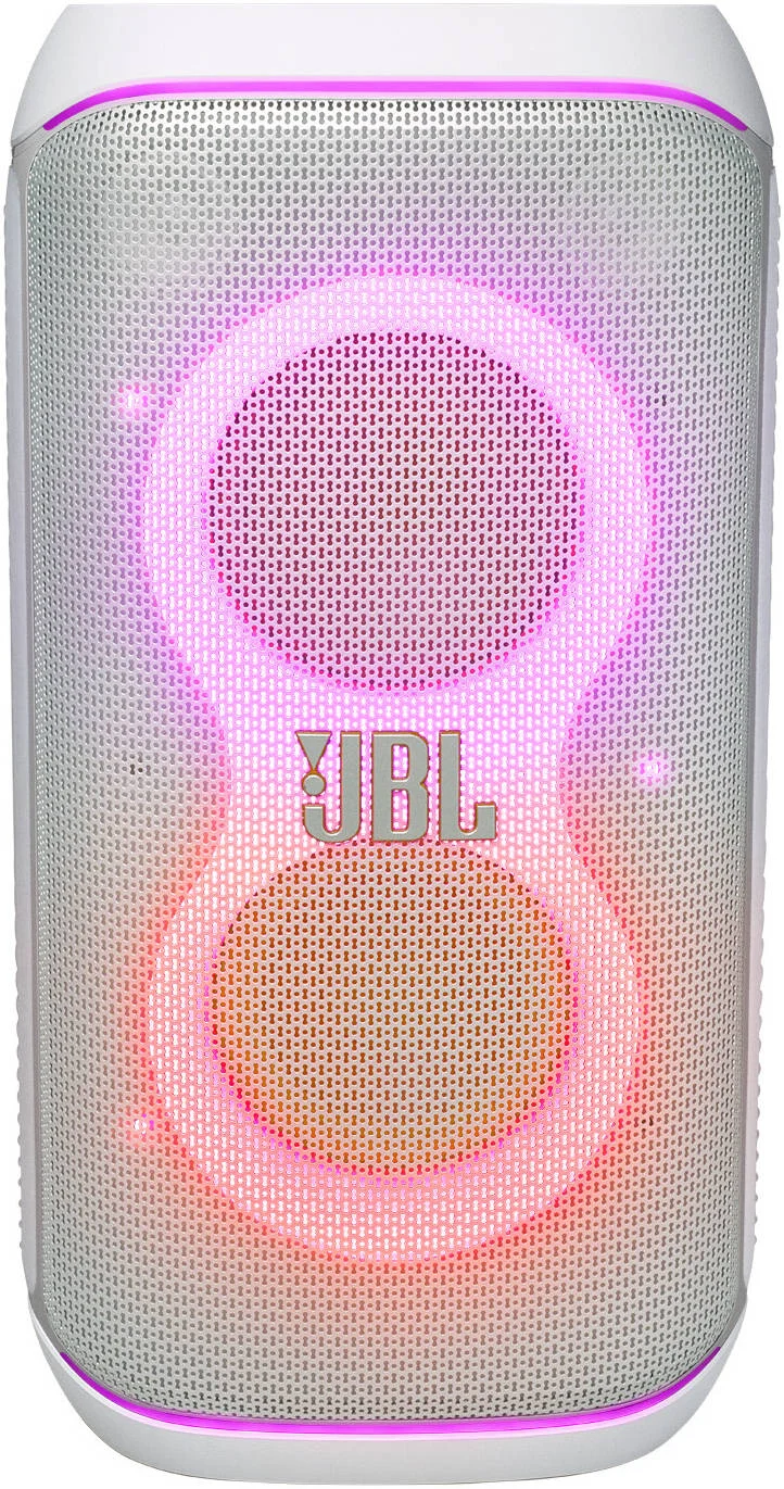 اسپیکر مهمانی قابل حمل JBL Partybox Club 120، توان خروجی 160 وات، بلوتوث 5.3، نمایش نورهای مدرن، تا 12 ساعت پخش، اتصال Auracast، محافظت دارای استاندارد IPX4، سفید | JBLPBCLUB120SWAM
