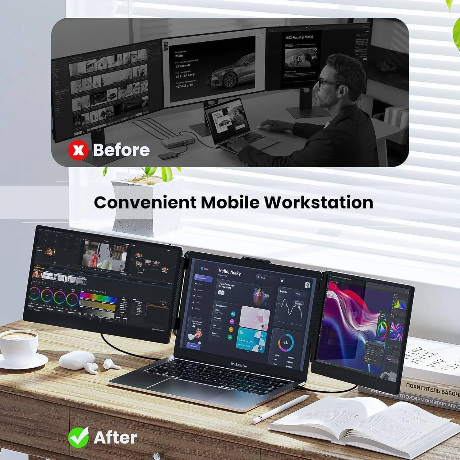 گسترش دهنده صفحه نمایش لپ تاپ S2 - گسترش دهنده سه گانه مانیتور لپ تاپ فوق العاده باریک 14 اینچی 1080P FHD IPS مانیتور قابل حمل پلاگین و پخش برای لپ تاپ با پایه سازگار با 13-17.3 اینچ گسترش دهنده صفحه نمایش لپ تاپ S2 - گسترش دهنده سه گانه مانیتور لپ تاپ فوق العاده باریک 14 اینچی 1080P FHD IPS مانیتور قابل حمل پلاگین و پخش برای لپ تاپ با پایه سازگار با 13-17.3 اینچ