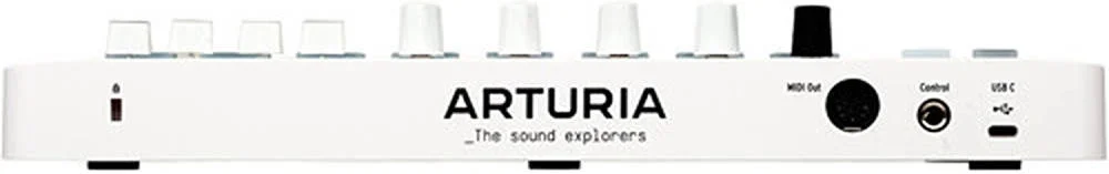 آرتوریا MiniLab MK 3 کیبورد MIDI جمع و جور و کنترلر پد، 25 کلید باریک حساس، 2 بانک 8 پد عملکردی با نور پس زمینه، پیچ بند و تاچ استریپ، تغذیه از طریق USB، مک/ویندوز، سفید | MINILAB 3 WHT