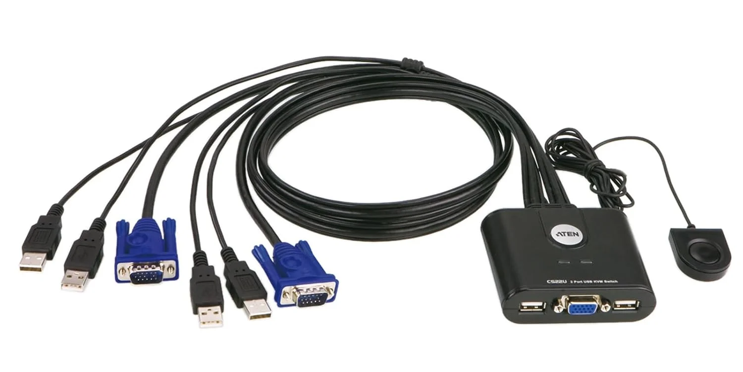 سوئیچ KVM دو پورت USB 2.0 آتن مدل CS22U - مشکی