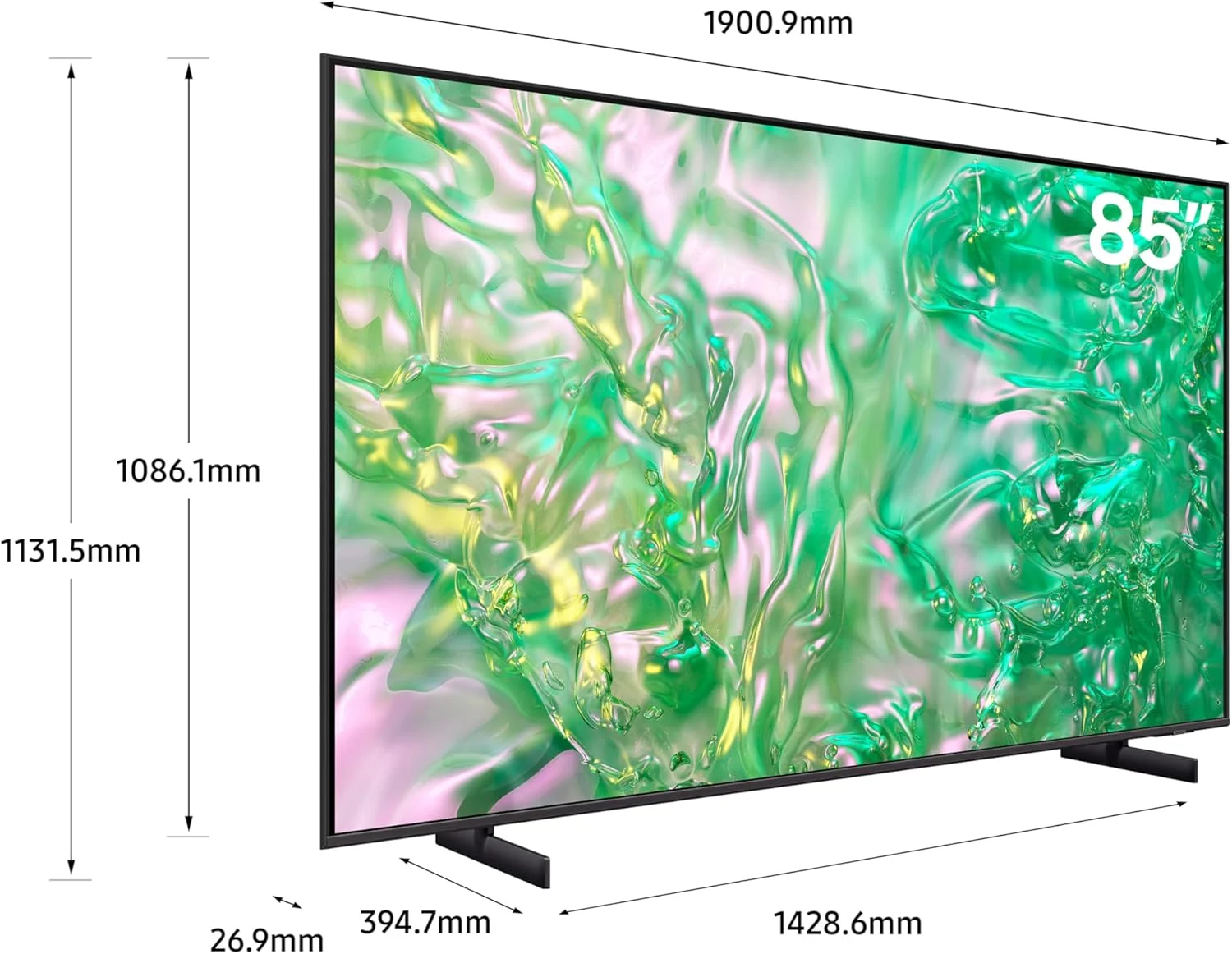 تلویزیون 85 اینچ کریستال UHD سامسونگ، DU8000، 4K، رنگ کریستالی پویا، طراحی AirSlim، امنیت Samsung Knox، Samsung TV Plus، تلویزیون هوشمند Tizen، UA85DU8000UXZN (نسخه امارات - 2024)