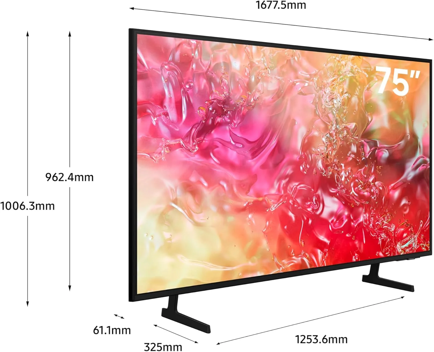 تلویزیون 75 اینچ سامسونگ کریستال UHD 4K مدل DU7000، PurColor، ارتقاء کیفیت تصویر به 4K، سیستم عامل Samsung Tizen، Q-Symphony، مشکی، UA75DU7000 - مدل 2024 (نسخه بین المللی)