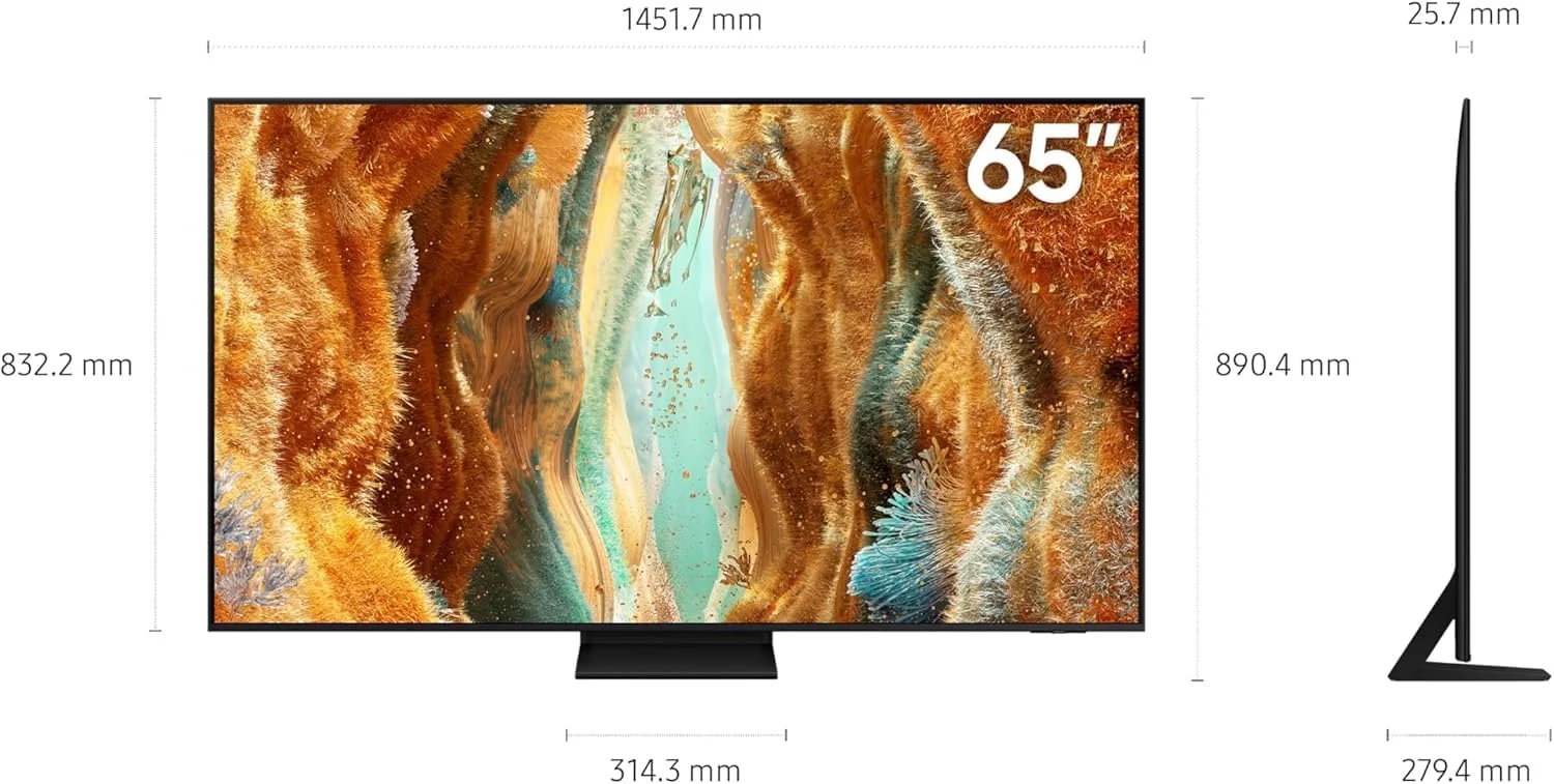 تلویزیون 65 اینچ Neo QLED سامسونگ، مدل QN70F، 4K، Mini LED، پردازنده NQ4 AI Gen2، تکنولوژی Quantum Matrix Slim، Motion Xcelerator 144Hz، تلویزیون هوشمند Samsung Vision AI، مدل QN70 (نسخه بین المللی 2025)