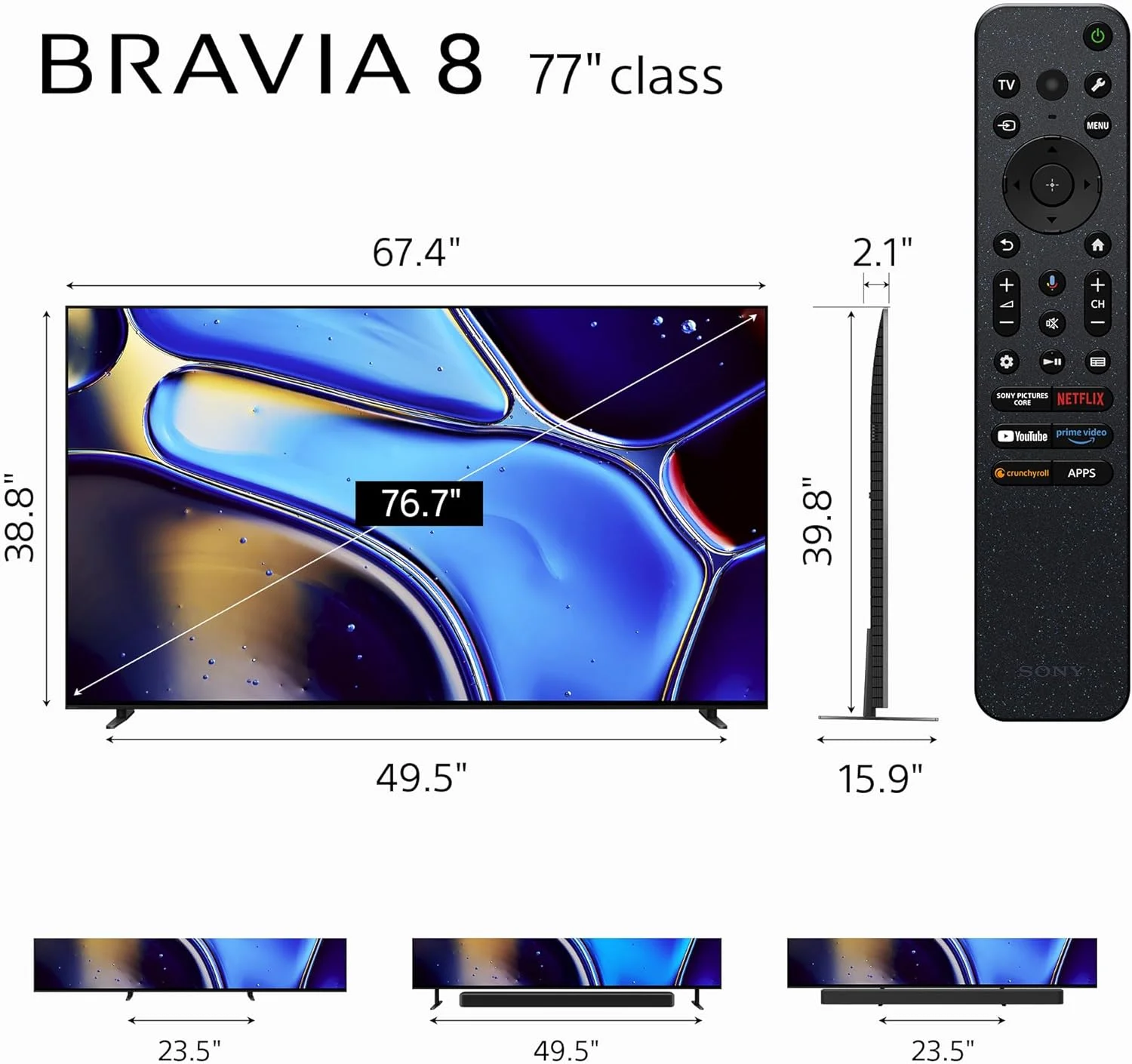 تلویزیون هوشمند 77 اینچ سونی BRAVIA 8 مدل K-77XR80 با کیفیت 4K Ultra HD، فناوری OLED، Google TV، Dolby Vision HDR و ویژگی‌های انحصاری برای PlayStation® 5 (مدل 2024) - تصویر 2
