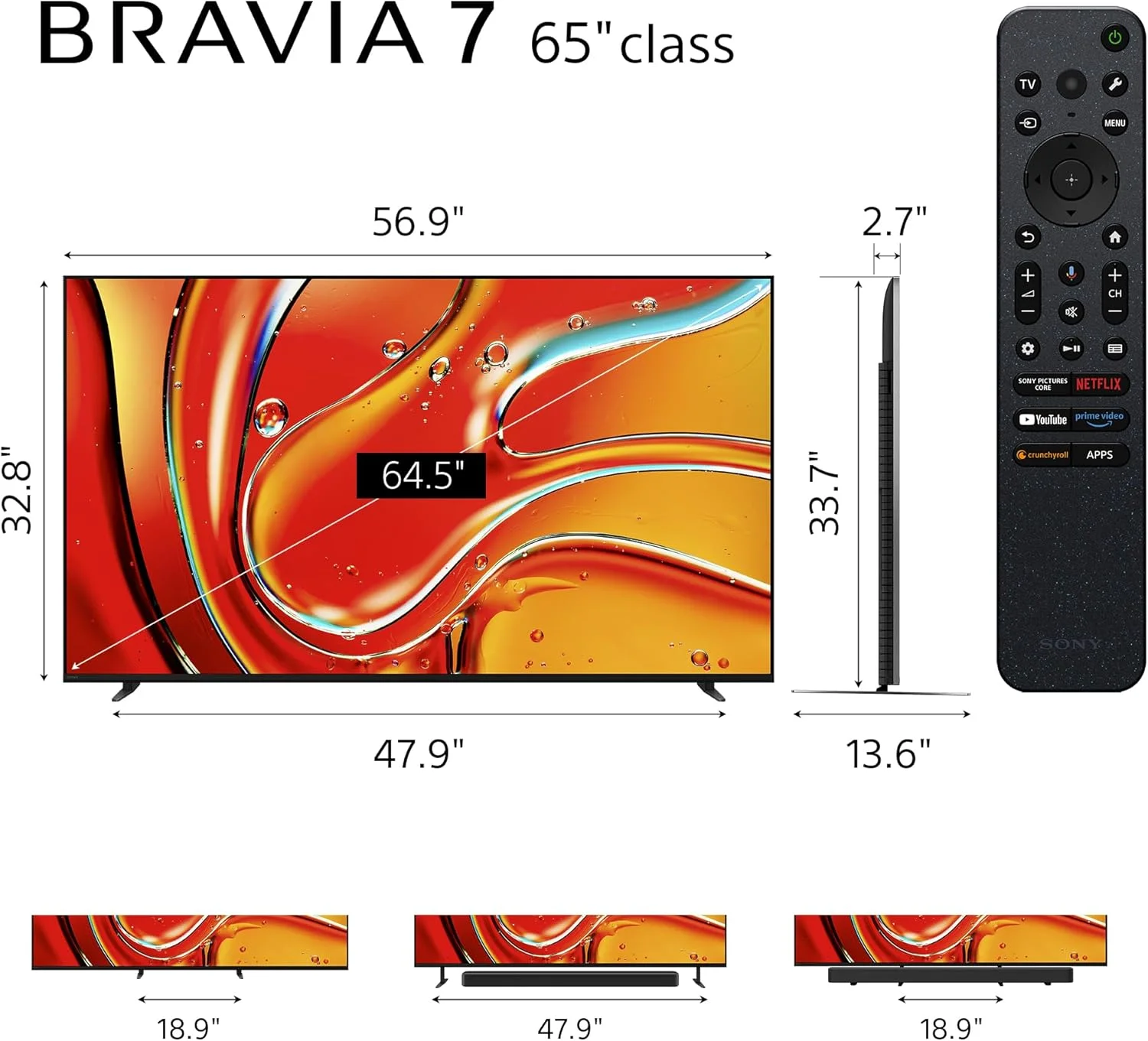 تلویزیون هوشمند 65 اینچ سونی BRAVIA 7، مینی ال ای دی XR QLED، تعادل کامل برای فیلم، بازی PS5 و ورزش، تلویزیون هوشمند 4K HDR، گوگل تی وی، مدل 2024 امارات - تصویر 2