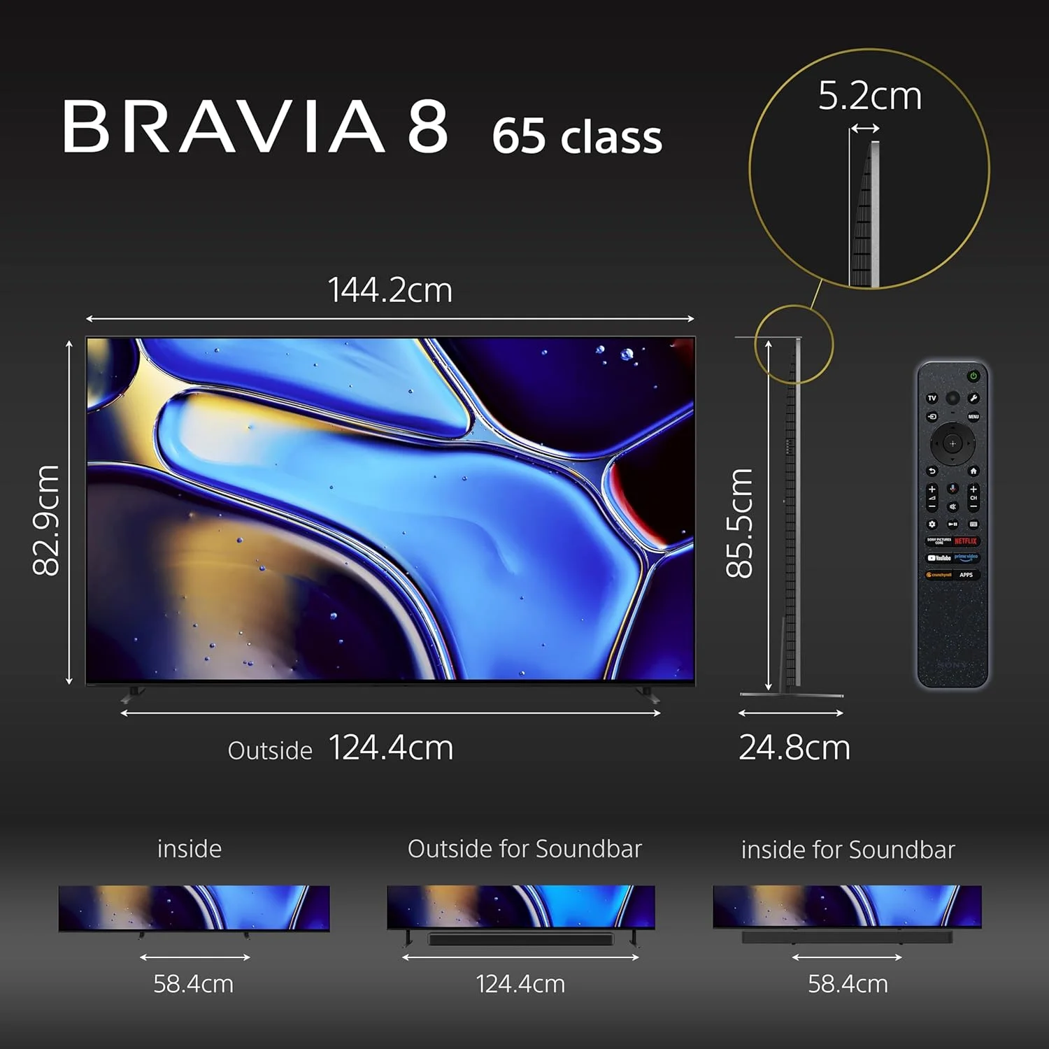 تلویزیون 65 اینچ سونی BRAVIA 8، پردازنده XR، XR-OLED، محدوده دینامیکی بالا - HDR، تلویزیون هوشمند - Google TV، مدل 2024 امارات - تصویر 3 تلویزیون 65 اینچ سونی BRAVIA 8، پردازنده XR، XR-OLED، محدوده دینامیکی بالا - HDR، تلویزیون هوشمند - Google TV، مدل 2024 امارات - تصویر 3
