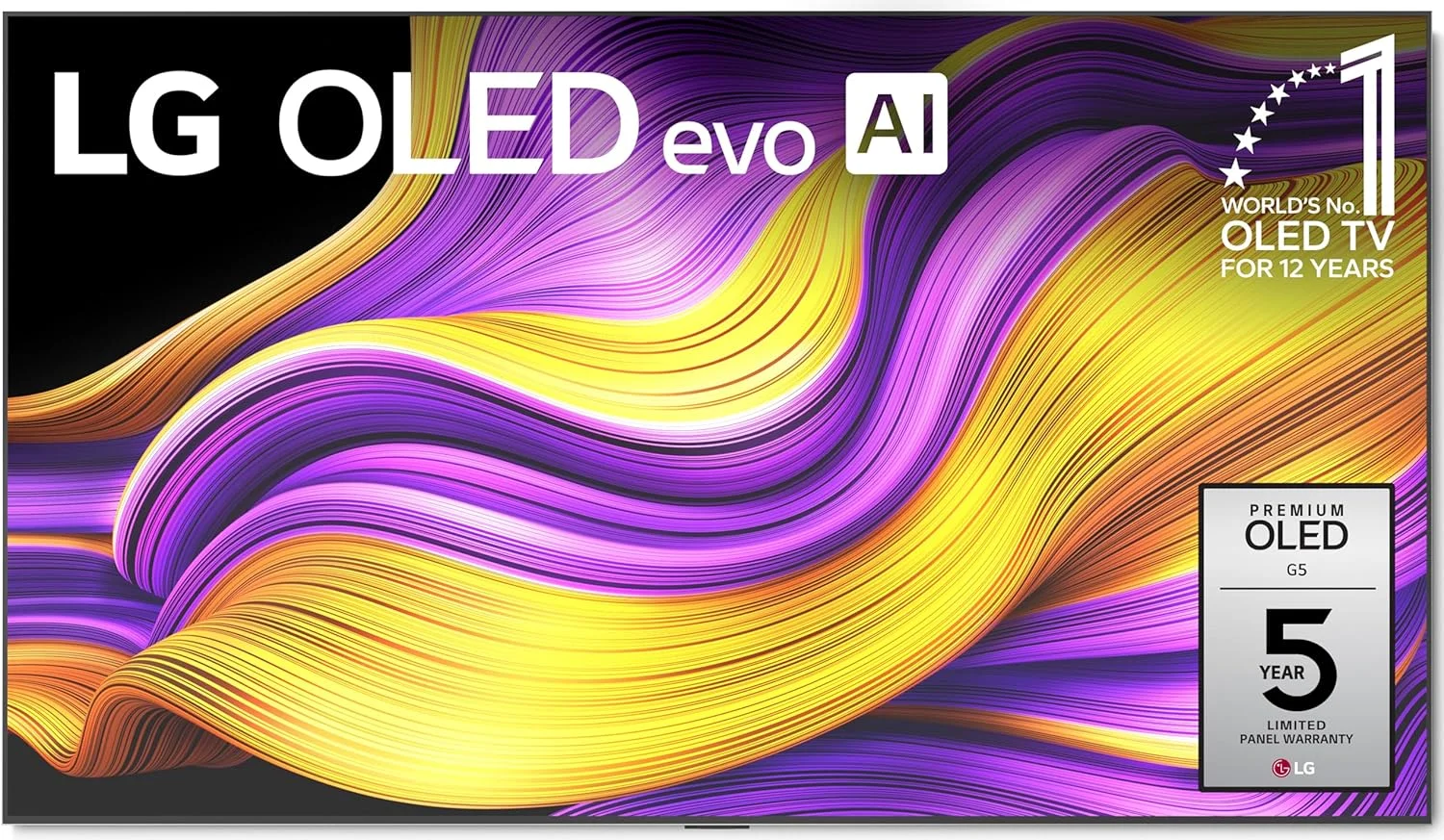 تلویزیون هوشمند 83 اینچی LG OLED evo AI 4K سری G5 با Dolby Atmos، Dolby Vision، HDR10، AI Super Upscaling 4K، Filmmaker Mode، Wow Orchestra و Alexa داخلی (OLED83G5WUA، 2025)