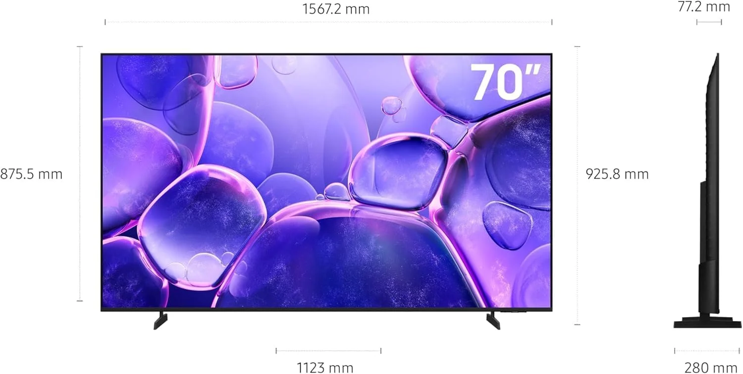 تلویزیون 70 اینچ کریستال UHD سامسونگ مدل U8000F، 4K، پردازنده کریستال 4K، طراحی MetalStream، امنیت Samsung Knox، محتوای رایگان بی پایان، تلویزیون هوشمند (نسخه بین المللی 2025)