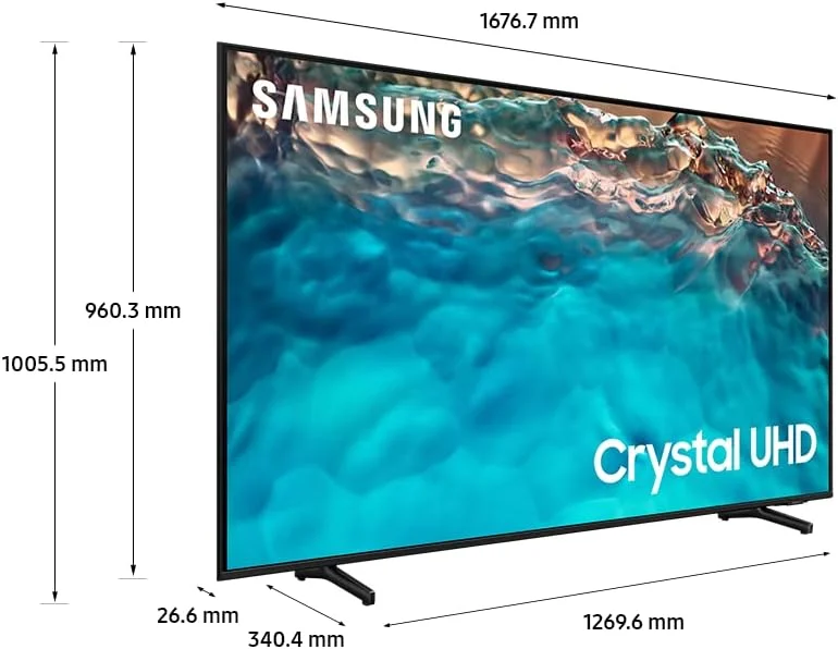 تلویزیون 75 اینچ سامسونگ کریستال UHD 4K HDR 10+ با رنگ کریستالی پویا LCD LED - مدل UA75BU8000UXZN (سال 2022)