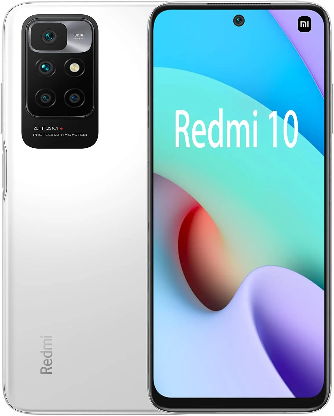 شیائومی ردمی 10 دو سیم کارت 6.497 اینچ FHD+ صفحه نمایش حفره‌ای سفید سنگی 4 گیگابایت رم 64 گیگابایت 4G LTE