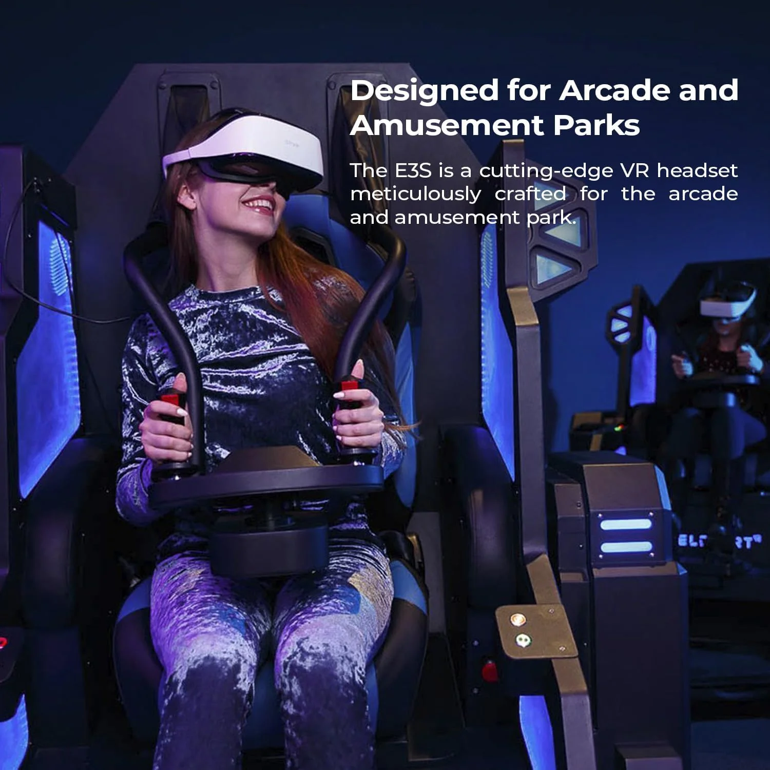 هدست واقعیت مجازی DPVR، ست واقعیت مجازی برای کسب و کار صندلی های تخم مرغی، شبیه ساز سوارکار واقعیت مجازی، موتور، ماشین زمان 6 صندلی و پرواز واقعیت مجازی، هدست های واقعیت مجازی نه برای کاربر شخصی (E3S Softstrap)