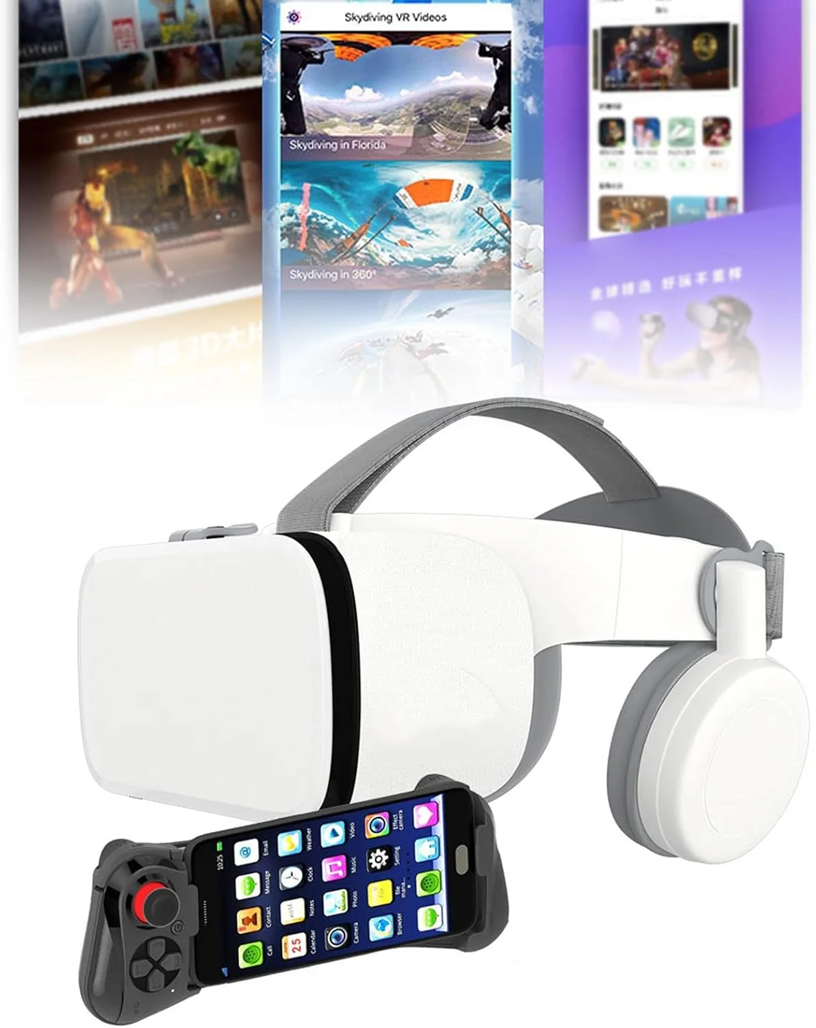عینک واقعیت مجازی سه بعدی، عینک واقعیت مجازی جهانی، عینک واقعیت مجازی سه بعدی راحت، هدست گیمینگ واقعیت مجازی، برای نوجوانان، بزرگسالان، پسران، سفید