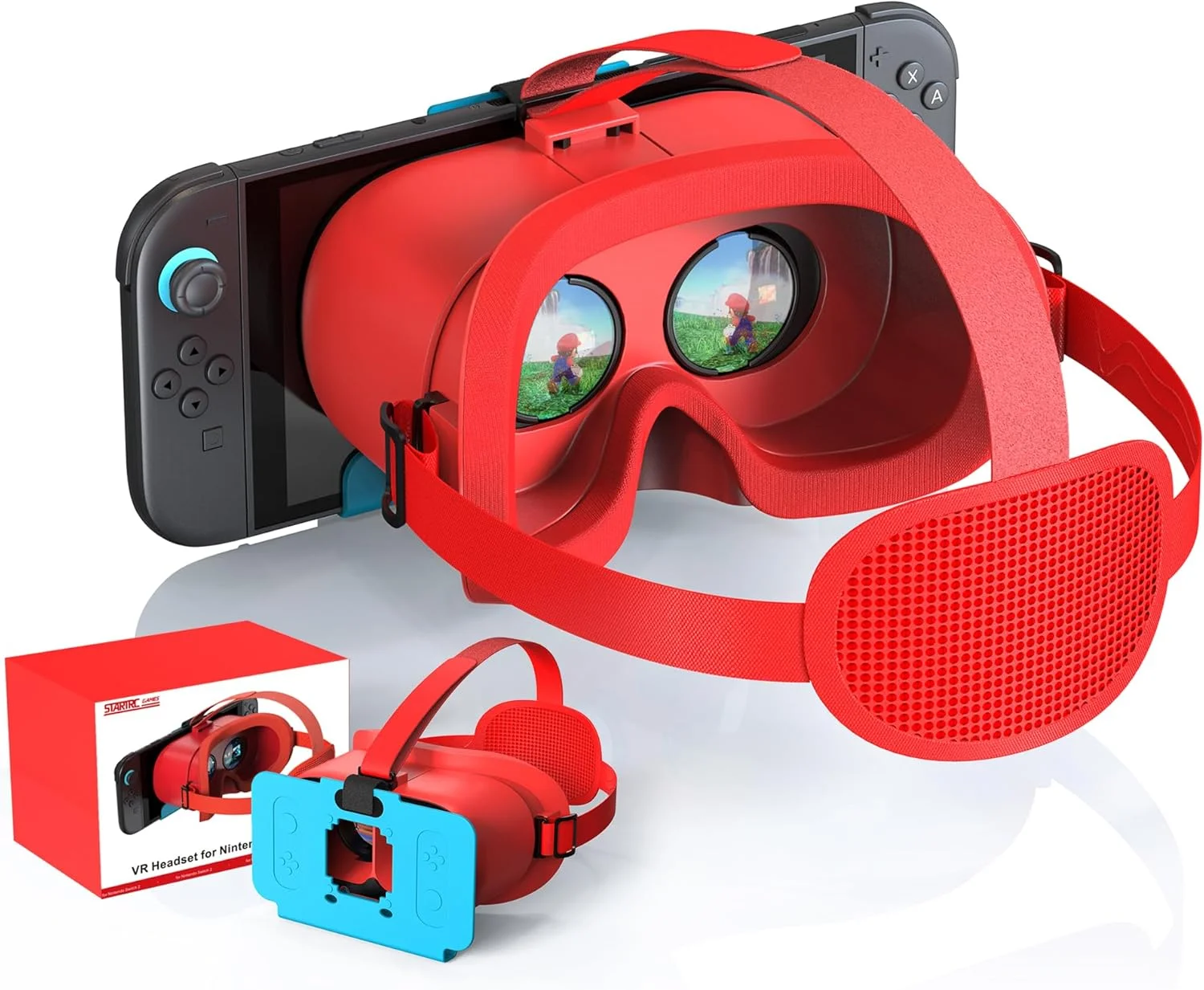 هدست واقعیت مجازی برای نینتندو سوییچ 2 (مدل جدید 2025)، عینک واقعیت مجازی با لنزهای HD قابل تنظیم و بند سر راحت، عینک سه بعدی برای بازی های واقعیت مجازی سوییچ 2، وسیله جالب برای پسران و دختران