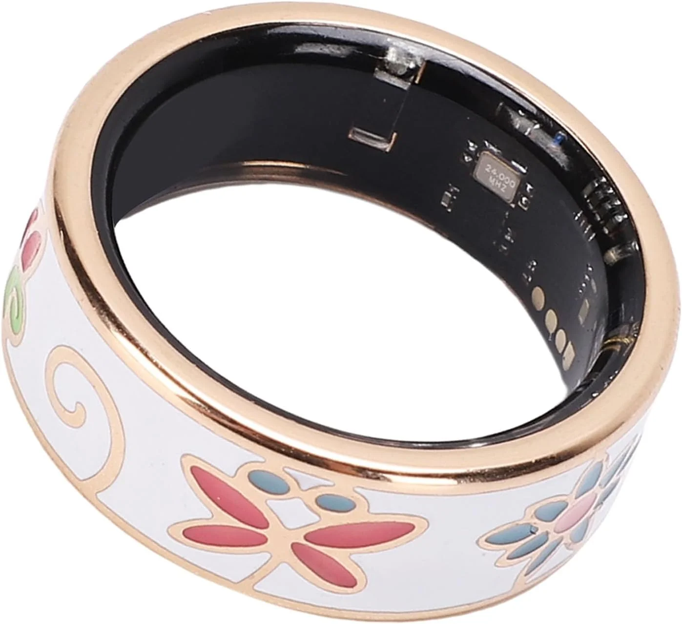 حلقه هوشمند برای ردیابی تناسب اندام، پایش خواب و کنترل عکس از راه دور، حلقه IP68 با هنر میناکاری، بدون نیاز به اشتراک، حالت های فعالیت چندگانه برای زنان (6 شناسه: 16.5 میلی متر / 0.64 اینچ، محیط: