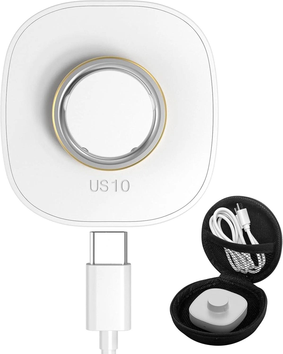 سازگار با شارژر حلقه هوشمند Oura Ring 4، پایه شارژ سریع و کابل USB-C برای حلقه هوشمند Oura Gen4 (سفید، سایز 10)