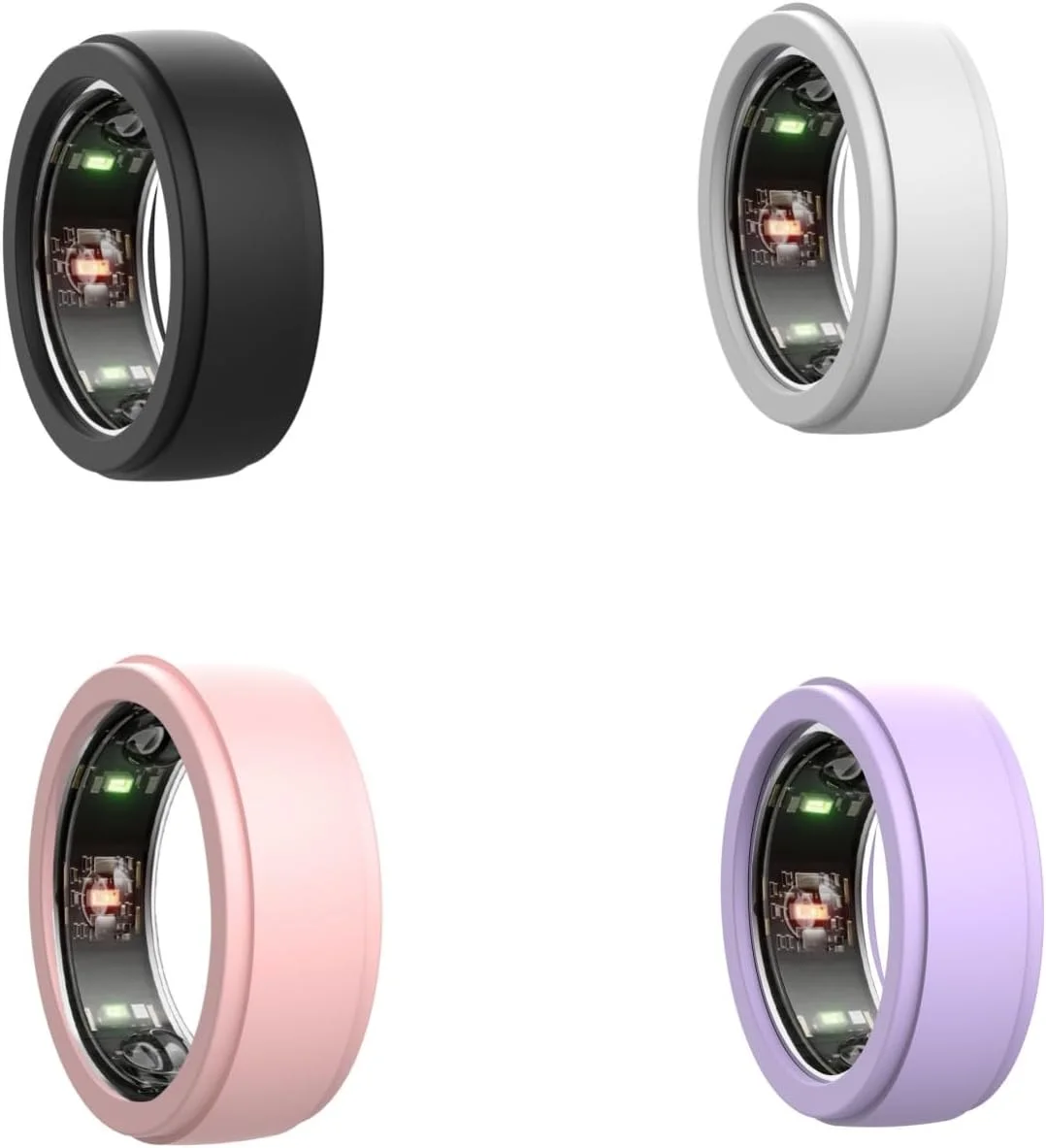 [بسته چهارتایی] محافظ انگشتر هوشمند سازگار با Oura/SAMSUNG Galaxy/ULTRAHUMAN AIR/RingConn، لوازم جانبی قاب سیلیکونی نازک و نرم برای مردان و زنان، سایز M برای 11/12/13/14