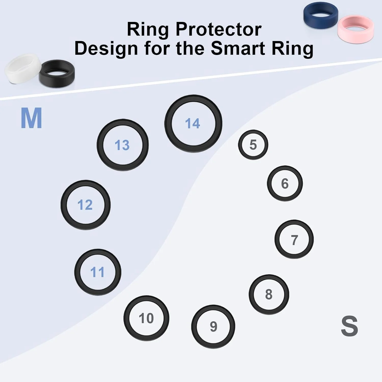 [بسته چهارتایی] محافظ انگشتر هوشمند سازگار با Oura/SAMSUNG Galaxy/ULTRAHUMAN AIR/RingConn، لوازم جانبی قاب سیلیکونی نازک و نرم برای مردان و زنان، سایز M برای 11/12/13/14