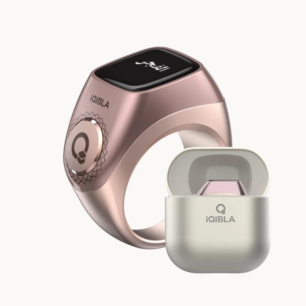 حلقه ذکر هوشمند یوول مدل F04 Flex Pro با نمایشگر OLED، شمارنده تسبیح با قابلیت اتصال به اپلیکیشن، ضدآب IP67، آلیاژ آلومینیوم، سازگار با سه سایز (18mm/20mm/22mm) - طلایی رز