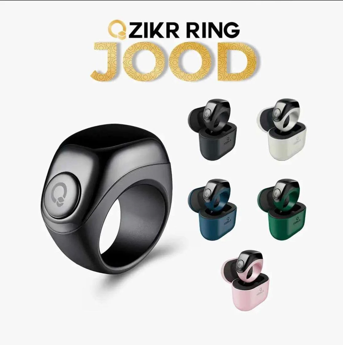 انگشتر هوشمند ذکر شمار iQibla Zikr Jood یوول با 3 سایز قابل تنظیم (18mm/ 20mm/ 22mm) | یادآوری 2-5 نماز | یادآوری 3 تسبیح | اتصال BT | اپلیکیشن هوشمند Qibla Life (مشکی)