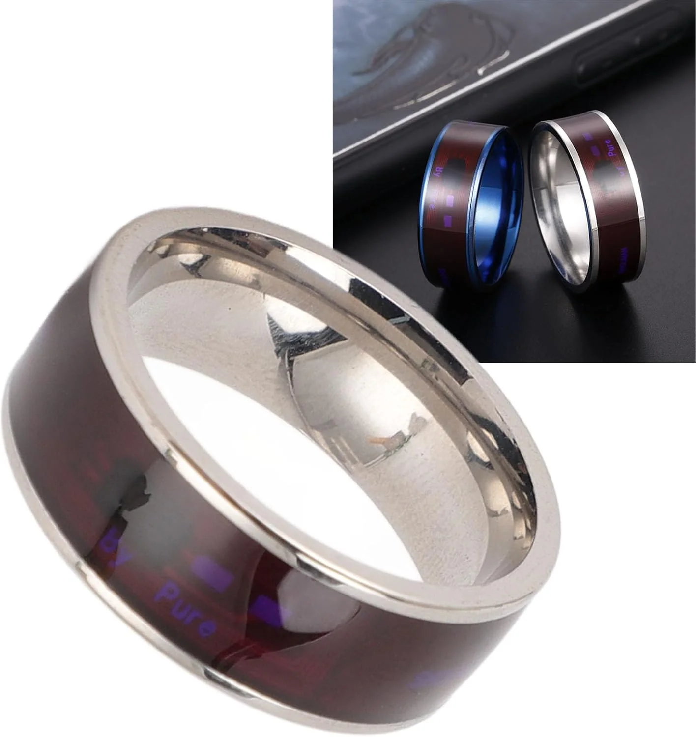 حلقه هوشمند پوشیدنی، شارژ کارت سبک وزن با تراشه Ntag213، حلقه هوشمند NFC با قابلیت باز کردن قفل تلفن برای دفتر (Generico7xuwr06ag-15)، استفاده راحت