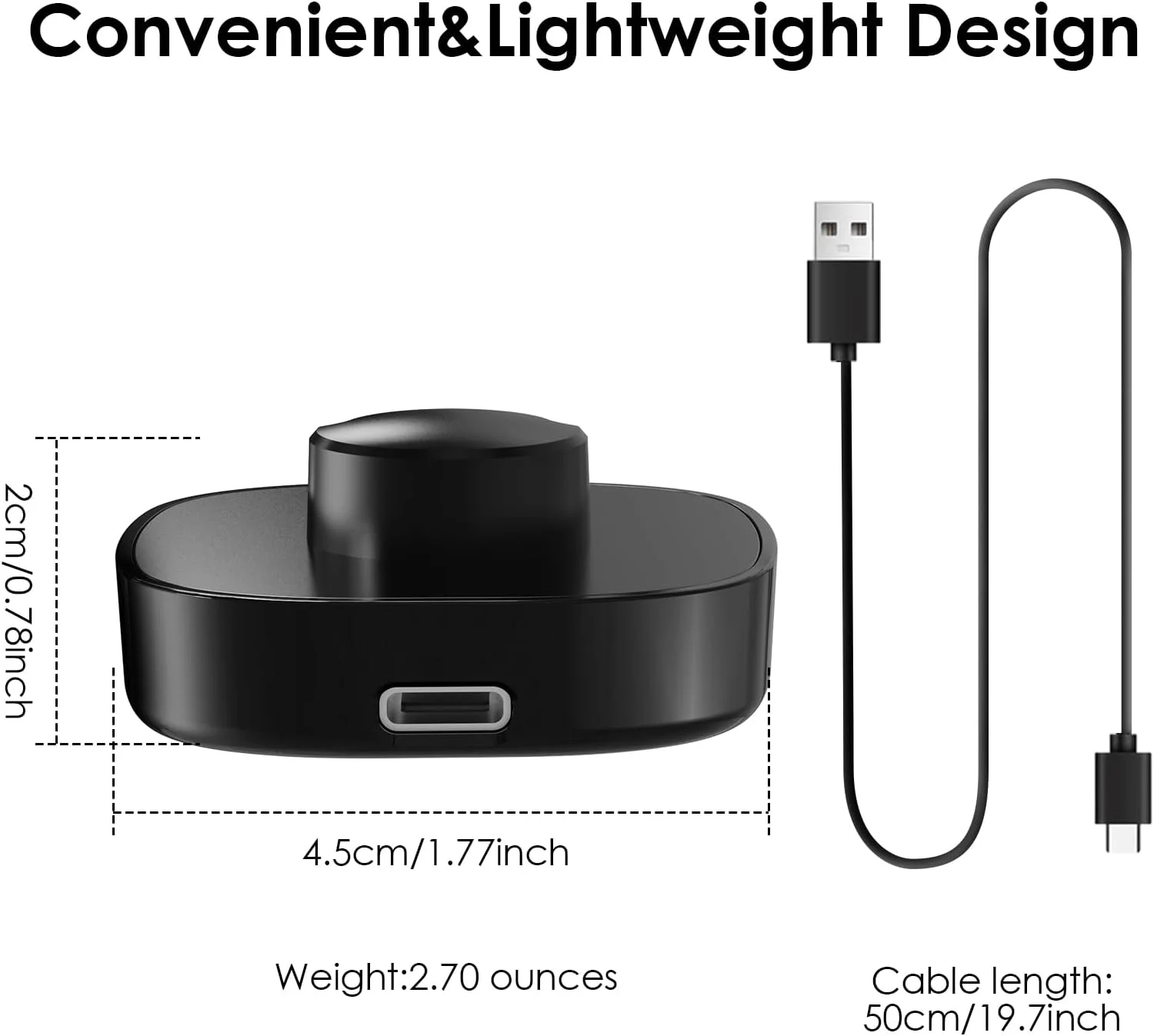 سازگار با شارژر حلقه هوشمند Oura Ring Gen3، پایه شارژ سریع با کابل USB-C (مشکی، سایز 7)