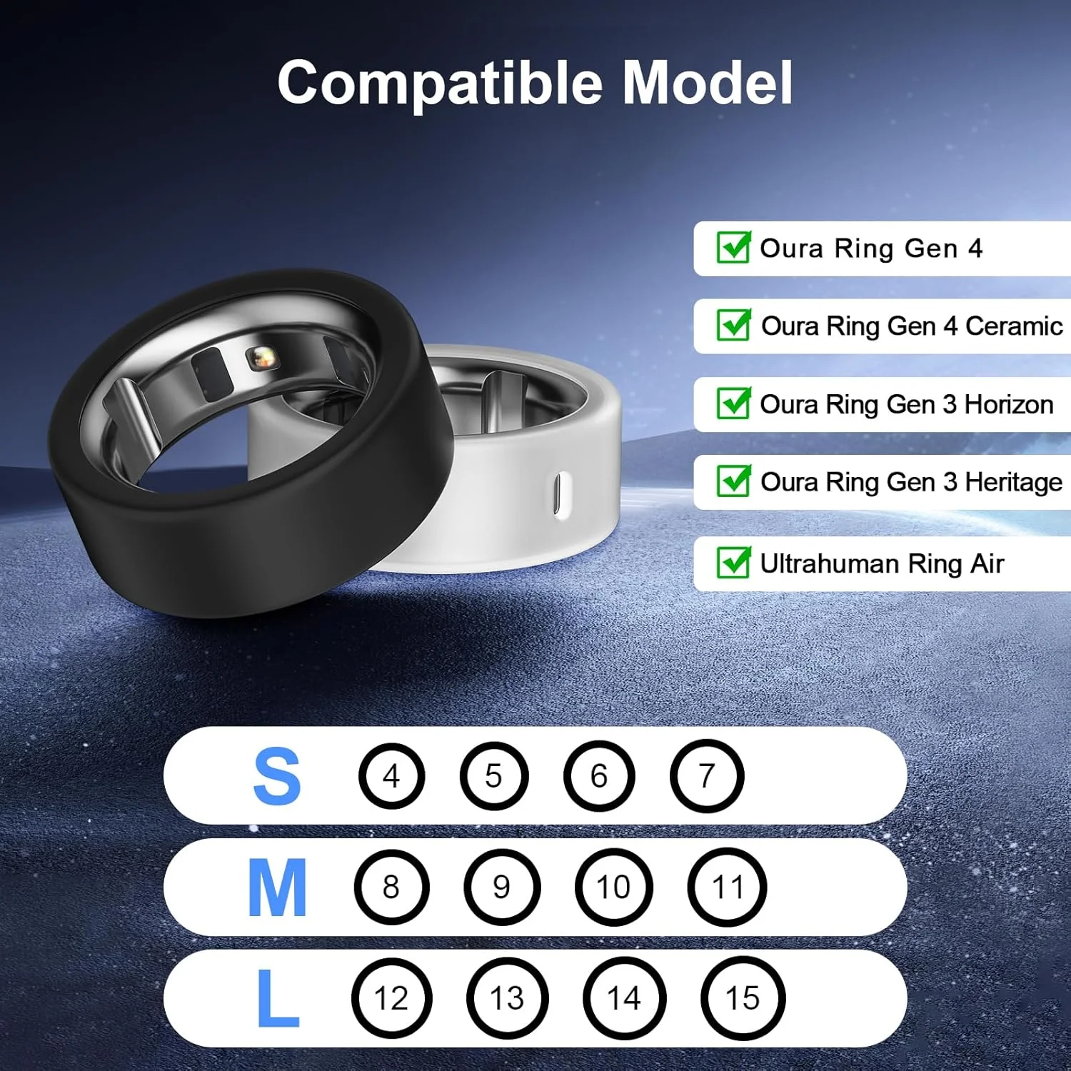 بسته 6 عددی روکش فوق العاده نازک سازگار با حلقه Oura Gen 4/4 Ceramic/Gen 3 Horizon/Heritage/Ultrahuman، پشتیبانی از شارژ با روکش، محافظ حلقه سیلیکونی الاستیک ضد خش، لوازم جانبی مردانه زنانه