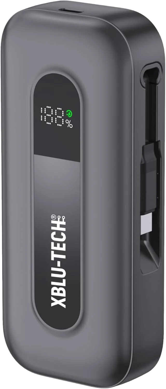 پاور بانک ET-010 با ظرفیت 10000 میلی آمپر ساعت و شارژ سریع 30 واتی به همراه کابل USB-C جمع شونده 70 سانتی متری، شارژر قابل حمل برای آیفون، سامسونگ و دستگاه های USB-C - بسته باتری مسافرتی باریک با نمایشگر LED (مشکی)