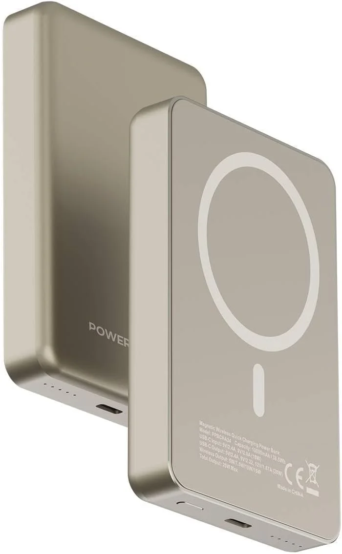 پاوربانک پاورولوژی 10000mAh، سازگار با MagSafe، شارژر بی‌سیم قابل حمل با شارژ سریع، بسته باتری با خروجی بی‌سیم 15 واتی و شارژ سیمی PD 20 واتی تلفن همراه برای آیفون 12-17، سامسونگ