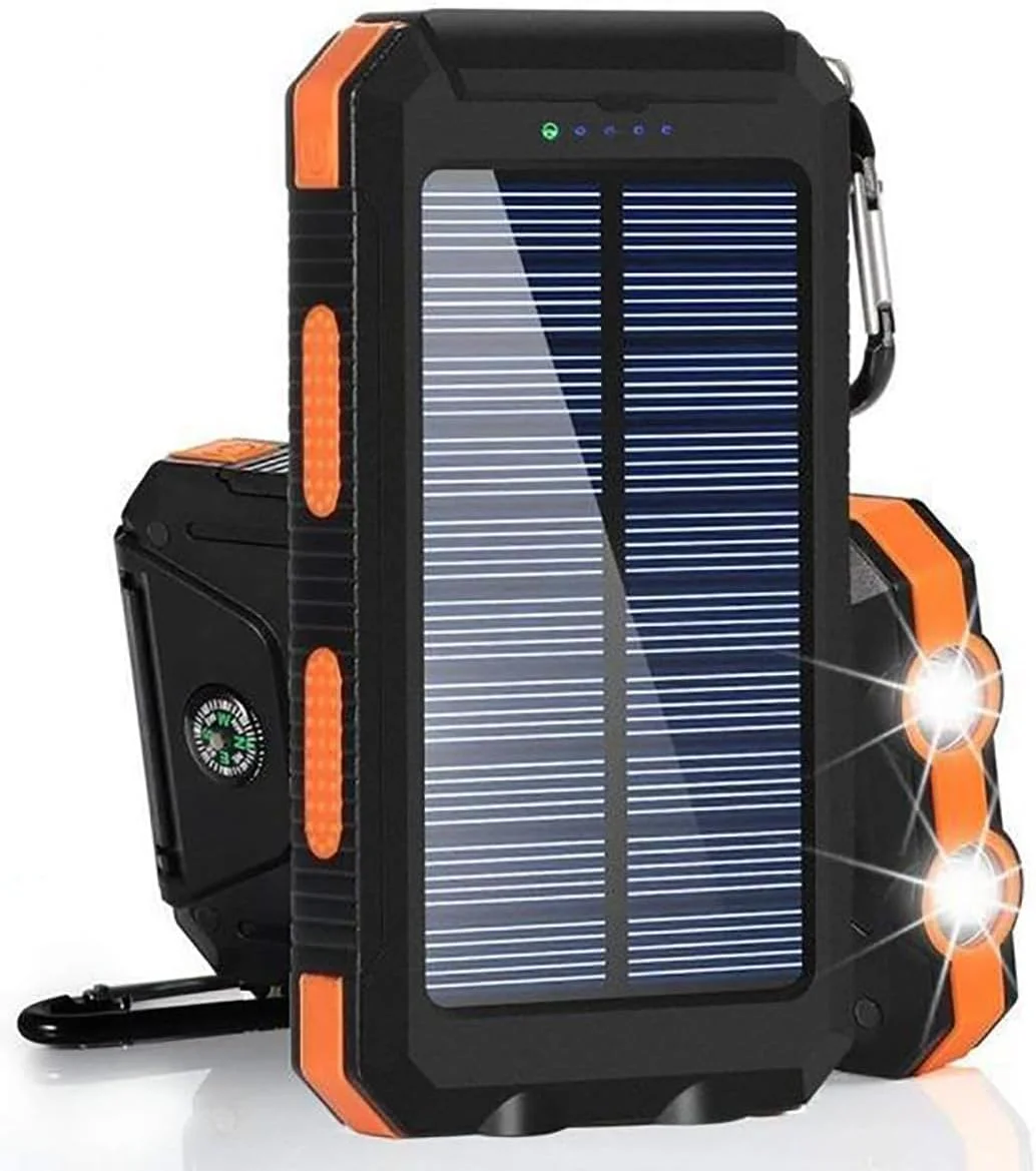 پاور بانک خورشیدی قابل حمل 20000mAh، شارژر کوچک قابل حمل 100 واتی با شارژ سریع تلفن همراه، USB-C برای آیفون 17/16 پرو مکس/16 پلاس/16/15/14/13/12 سامسونگ آیپد برای کمپینگ در فضای باز