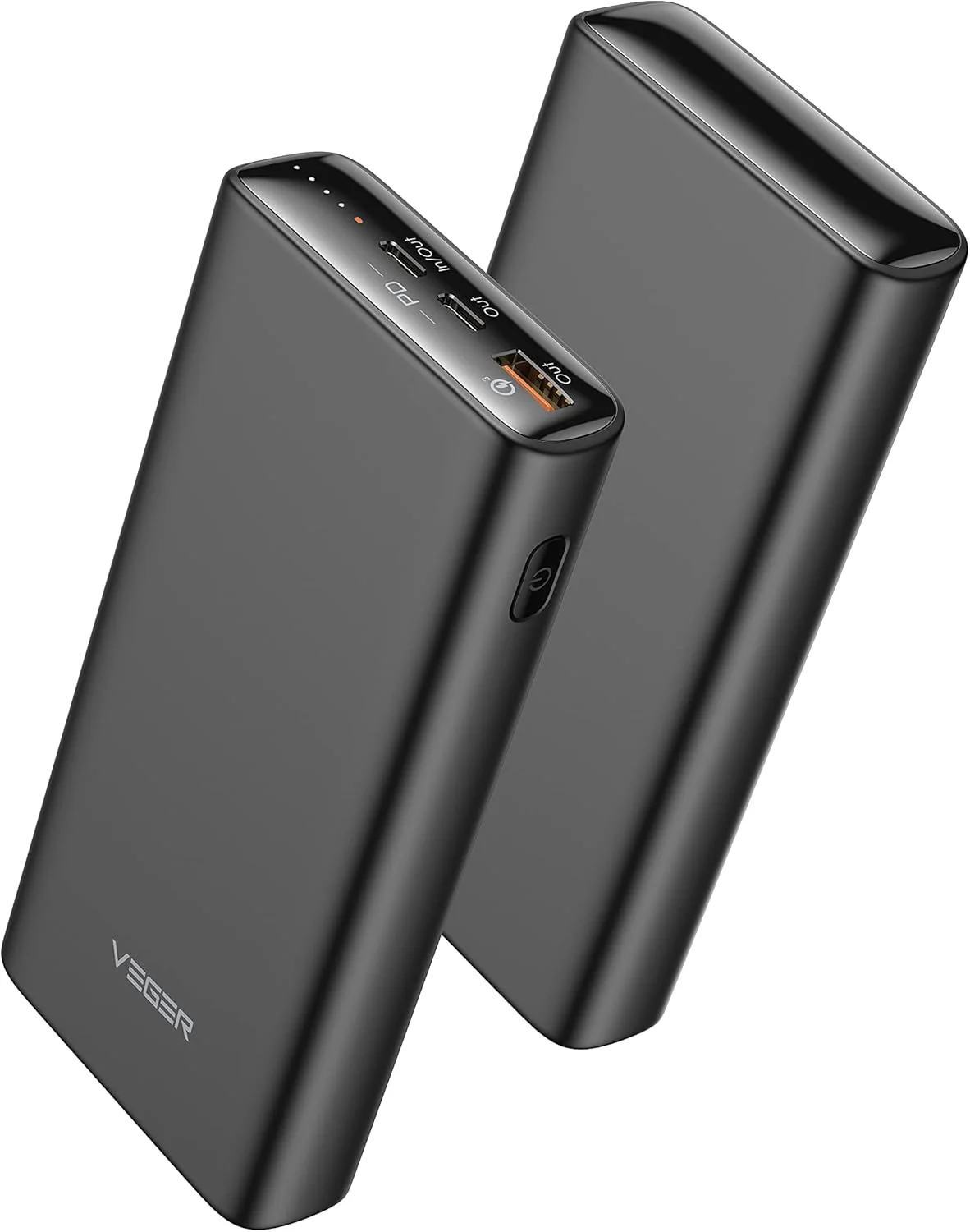 پاور بانک VEGER با ظرفیت 20000mAh و شارژ سریع 45 واتی PD، پاور بانک باریک 65 واتی PD با شارژ سریع، دارای دو پورت تایپ C با سرعت شارژ بالا برای لپ تاپ/مک بوک/آیپد/آیفون و غیره، مشکی