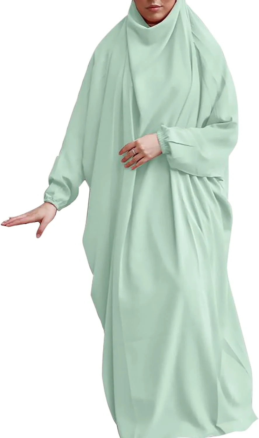 لباس نماز اسلامی زنانه یک تکه. عبای سبک وزن عربی آستین خفاشی ماکسی جیلباب