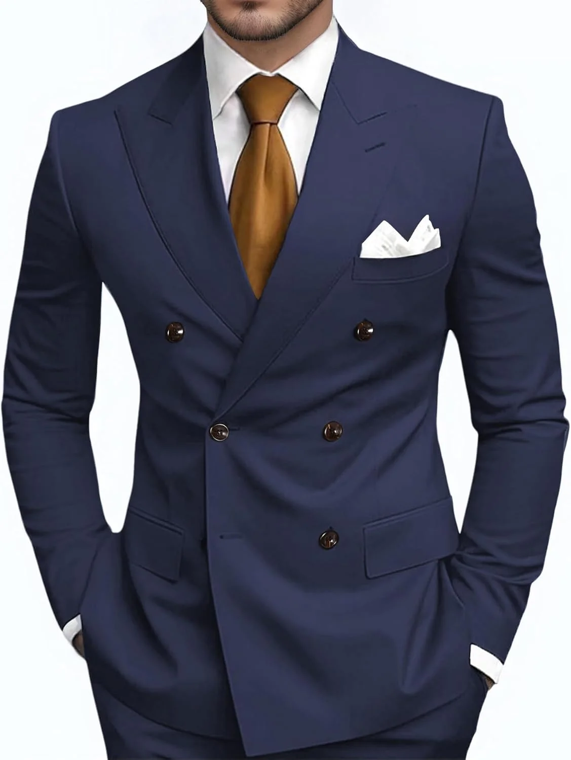 ست کت و شلوار مردانه 3 تکه، مدل اسلیم فیت، کت دبل برست، جلیقه و شلوار رسمی برای مردان، مناسب عروسی، جشن و مراسم