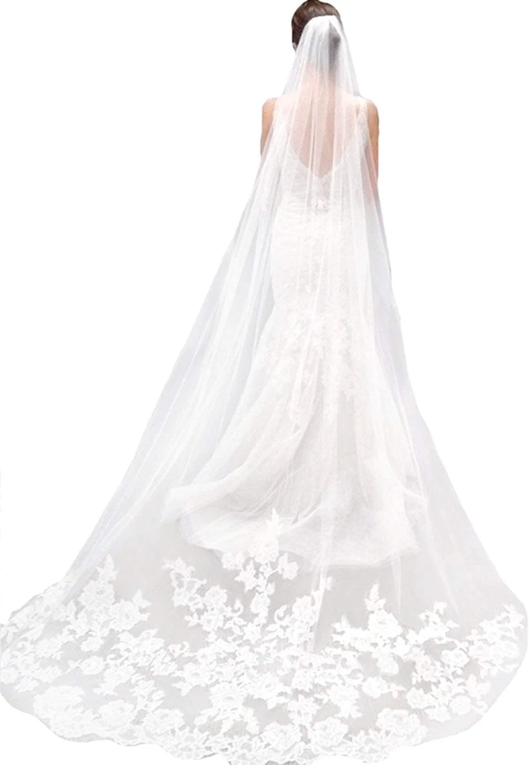 تور عروسی تک لایه LianShi، تور عروس، گلدوزی توری، لوازم عروس 3 متری