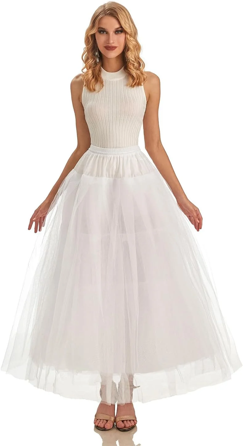 زیردامنی فنردار مناسب لباس عروس مدل WPT109، سفید، سایز آزاد