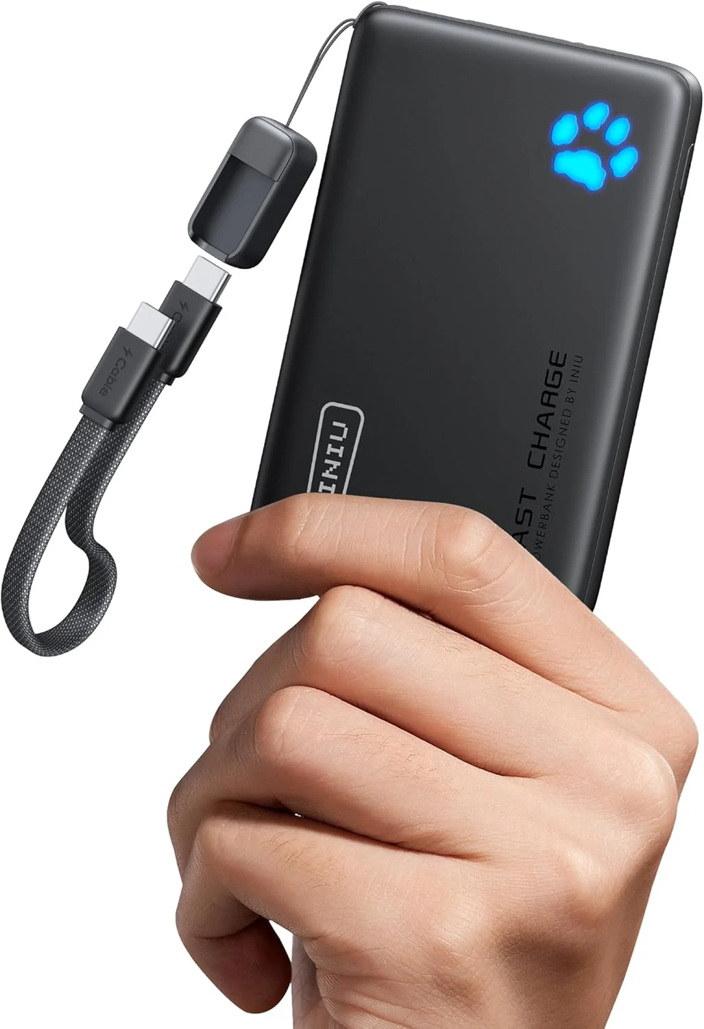 شارژر همراه INIU، باریک‌ترین پاوربانک 10000mAh 20W PD، بسته باتری شارژ سریع USB C ورودی و خروجی، پاوربانک تلفن همراه خارجی