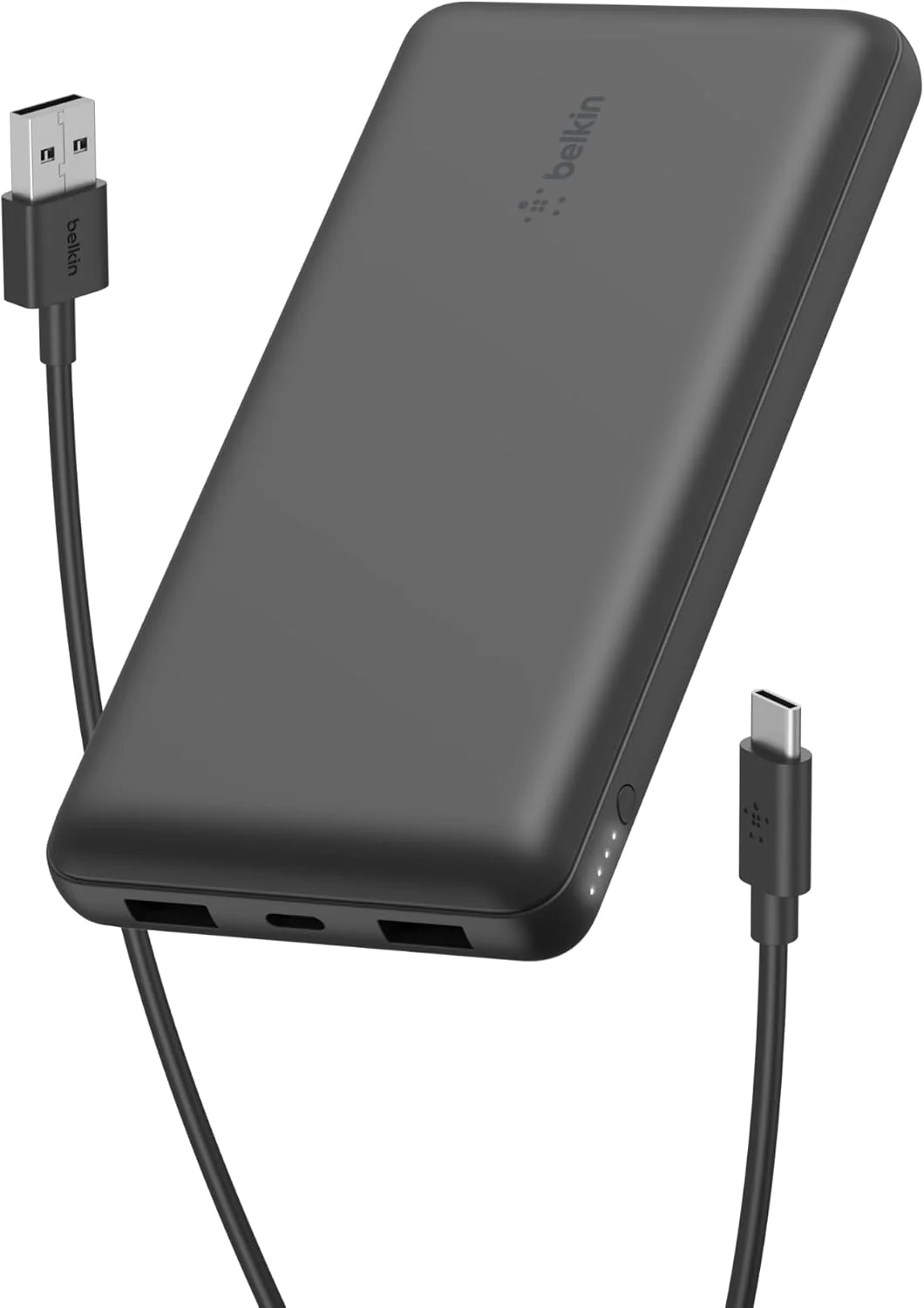 شارژر همراه USB C بلکین 20000 میلی آمپر ساعت، پاور بانک 20K با درگاه ورودی/خروجی Type و 2 درگاه A به همراه کابل برای آیفون، گلکسی و غیره - مشکی (بازسازی شده)