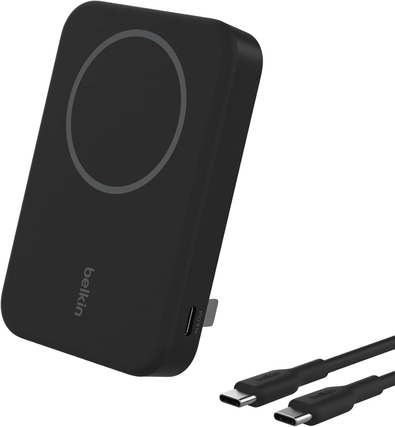 پاور بانک بی سیم Belkin BoostCharge Pro با ظرفیت 8000mAh، 15W با Qi2، شارژر قابل حمل سازگار با MagSafe + پایه تاشو داخلی، برای آیفون 17، آیفون ایر، آیفون 16، 15، 14، Pixelsnap و غیره