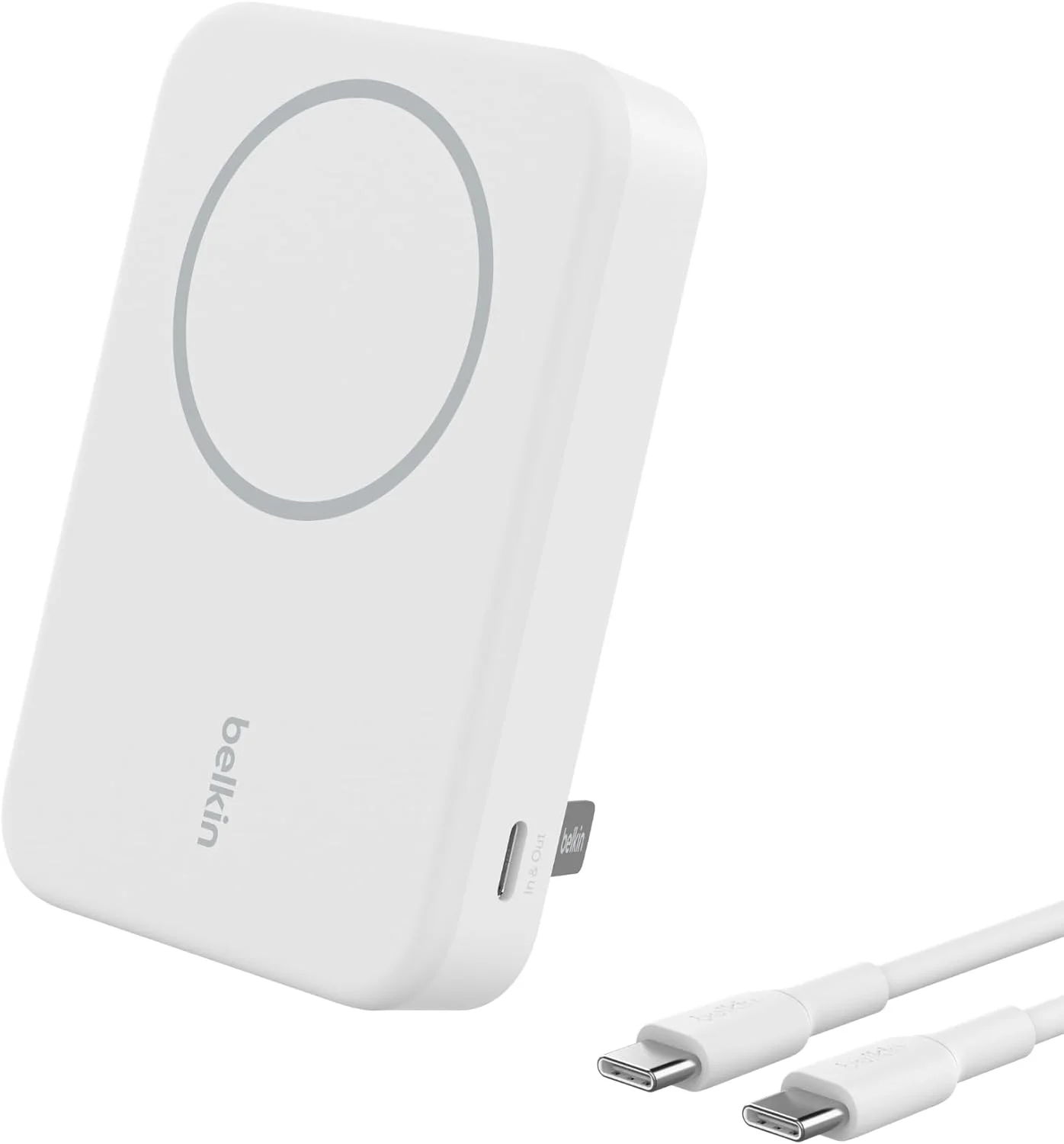 پاور بانک بی سیم بلکین BoostCharge Pro با ظرفیت 10000 میلی آمپر ساعت، 15 وات با Qi2، شارژر قابل حمل سازگار با MagSafe + پایه تاشو داخلی، برای آیفون 17، آیفون ایر، آیفون 16، 15، 14، Pixelsnap و غیره