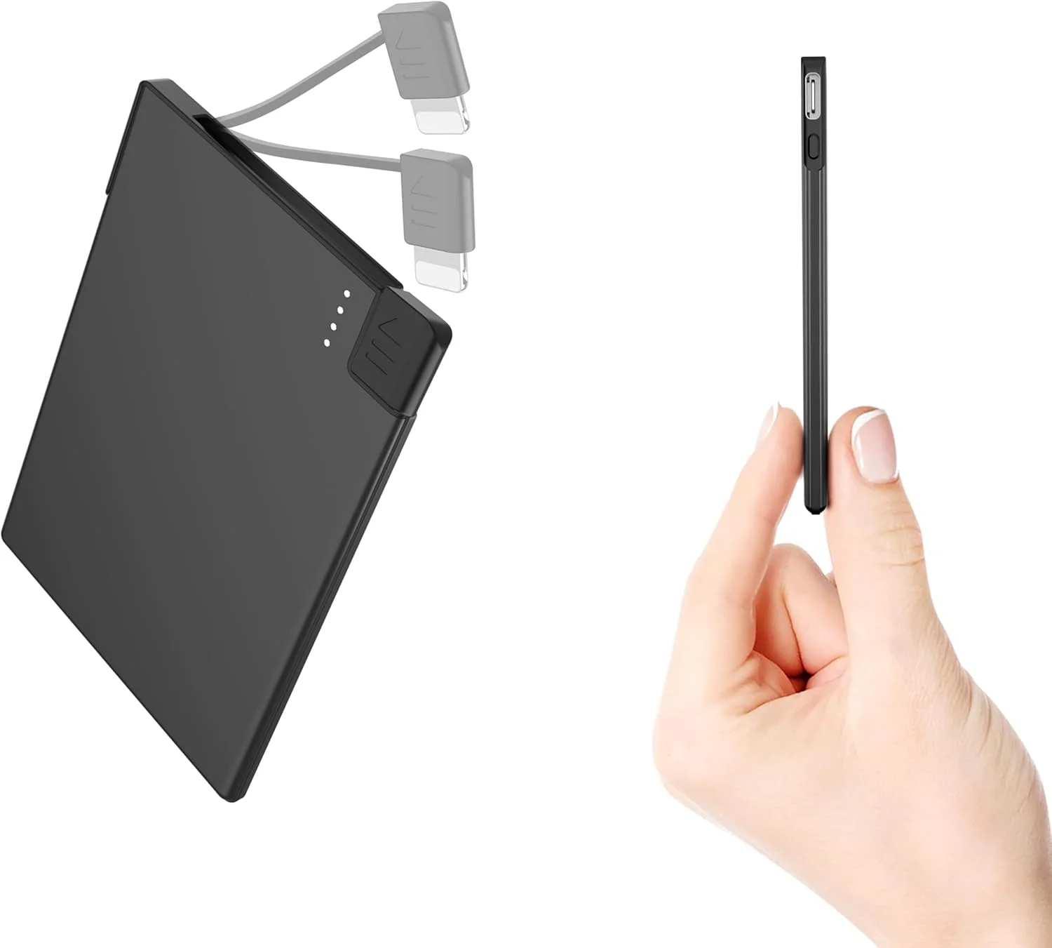 پاور بانک باریک Auskang با کابل داخلی 2500mAh، پاور بانک سبک و نازک ترین شارژر قابل حمل تلفن - اندازه کارت اعتباری، سازگار با سری آیفون (به جز سری آیفون 15)