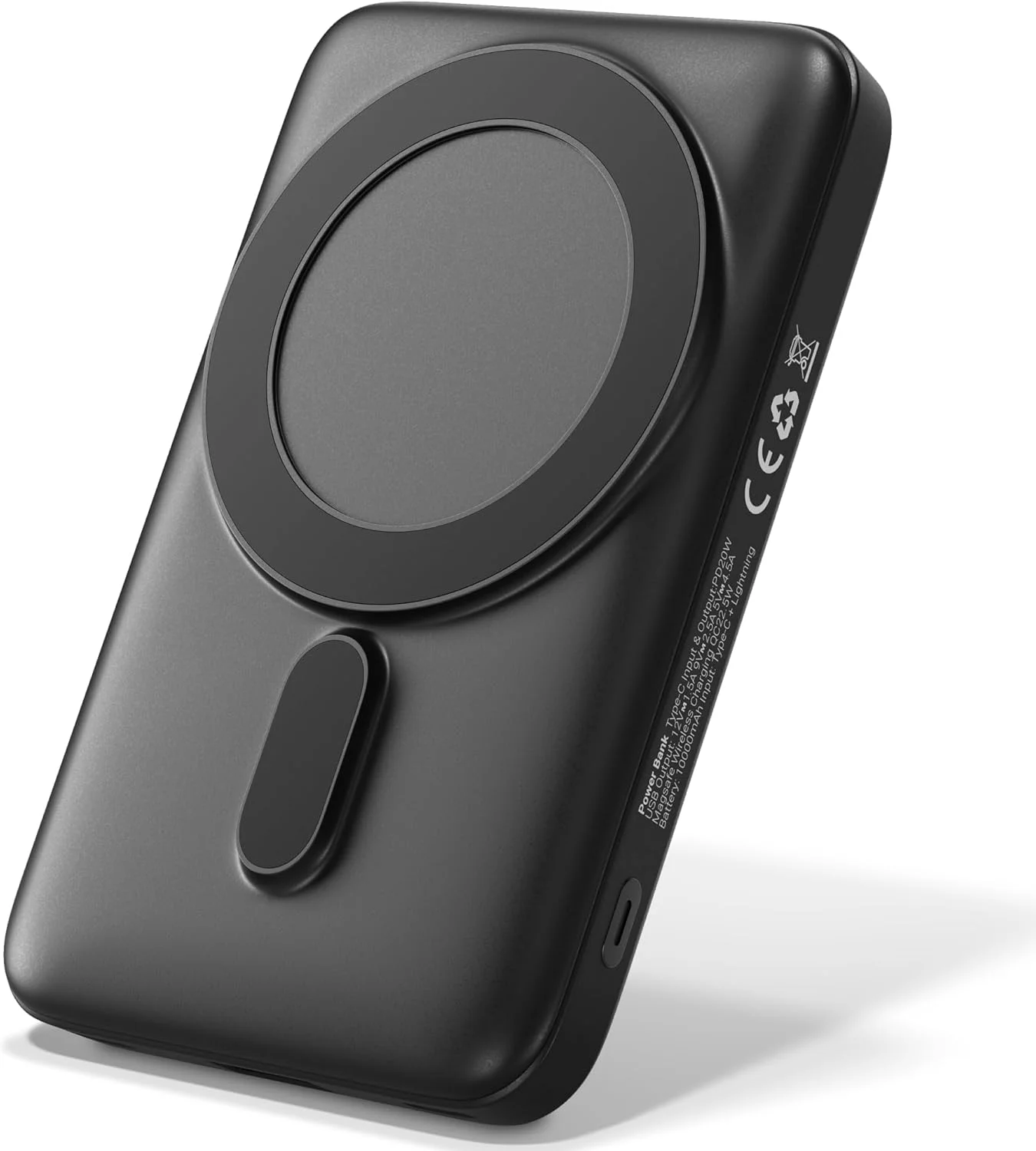 پاوربانک USB-C [۱۰۰۰۰ میلی آمپر ساعت] مشکی - شارژر همراه بی سیم مغناطیسی القایی، شارژر بی سیم، شارژ سریع QC 22.5 W و PD 20 W، ورودی یکپارچه Type-C، نشانگر LED باتری