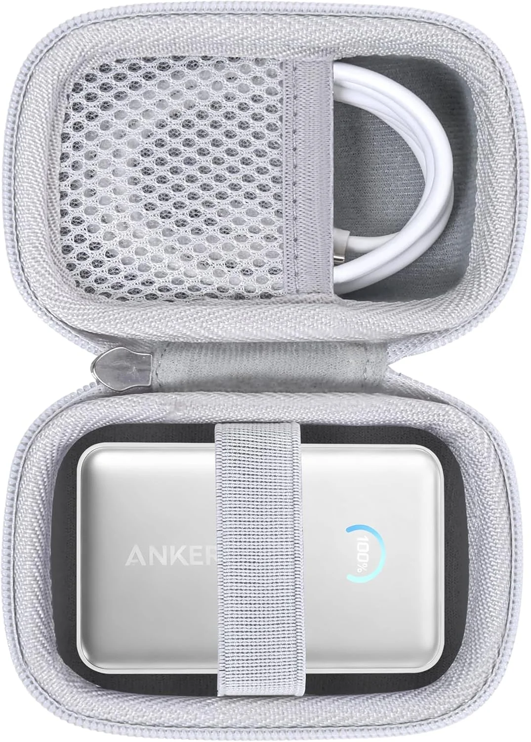 کیف حمل سخت Khanka برای پاوربانک Anker Nano، 10000 میلی آمپر ساعت 45 وات (A1638)، کیف مسافرتی نگهداری برای بسته باتری جمع و جور Anker Nano 45W Max، فقط کیف (سفید)