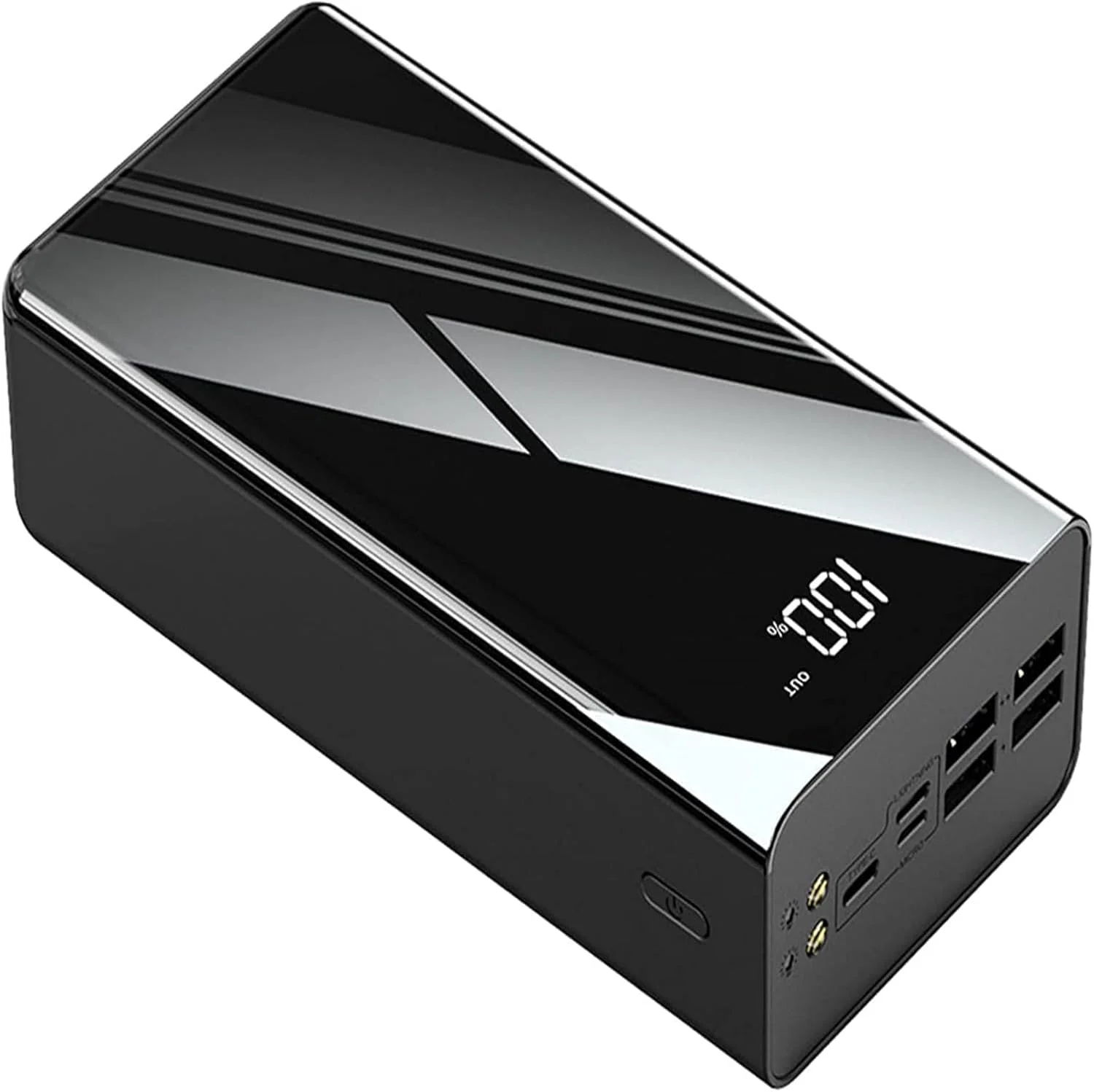 پاوربانک 100000 میلی آمپر ساعت PeKmaR، شارژر همراه با ظرفیت بالا، شارژ سریع USB C، شارژر همراه باتری خارجی 4 پورت با چراغ قوه نمایشگر دیجیتال LED، مشکی