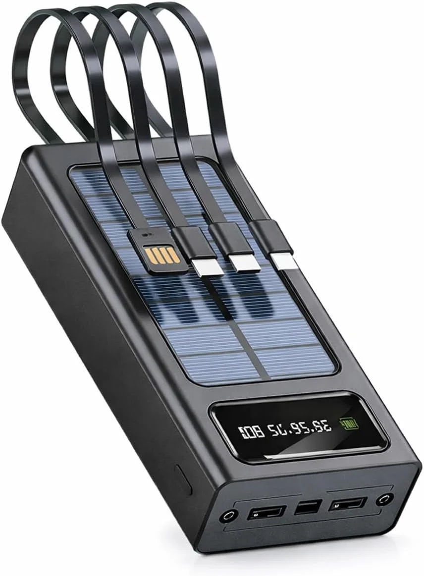 پاوربانک اصلی 40000mAh برای شارژ سریع MI – پاوربانک خورشیدی قابل حمل با ظرفیت فوق العاده بالا 67 وات 4 در 1 با چراغ قوه LED