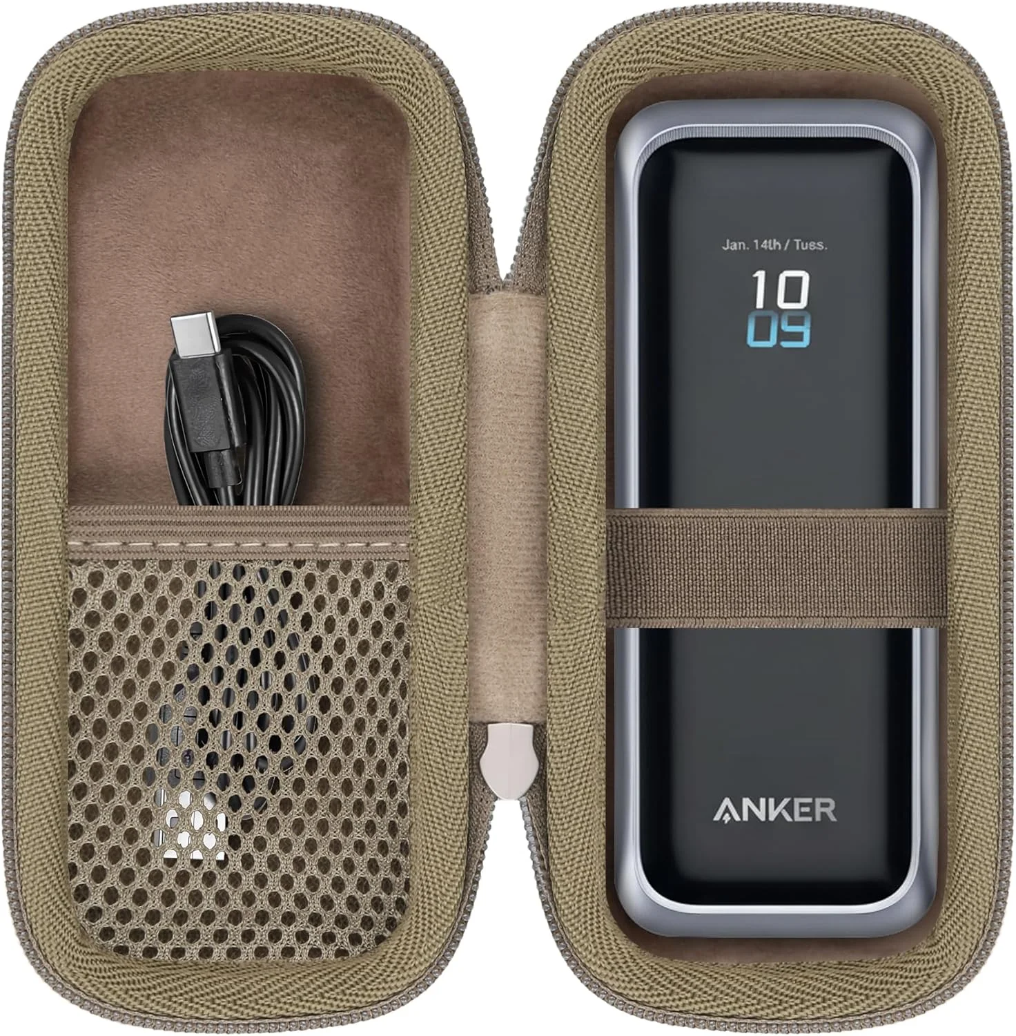 کیف محافظ برای پاوربانک انکر پرایم 20100mAh 220W / 20000mAh 200W، کیف نگهداری پاوربانک انکر پرایم 220W (A110B) / 200W (A1336)، فقط کیف (طلایی)